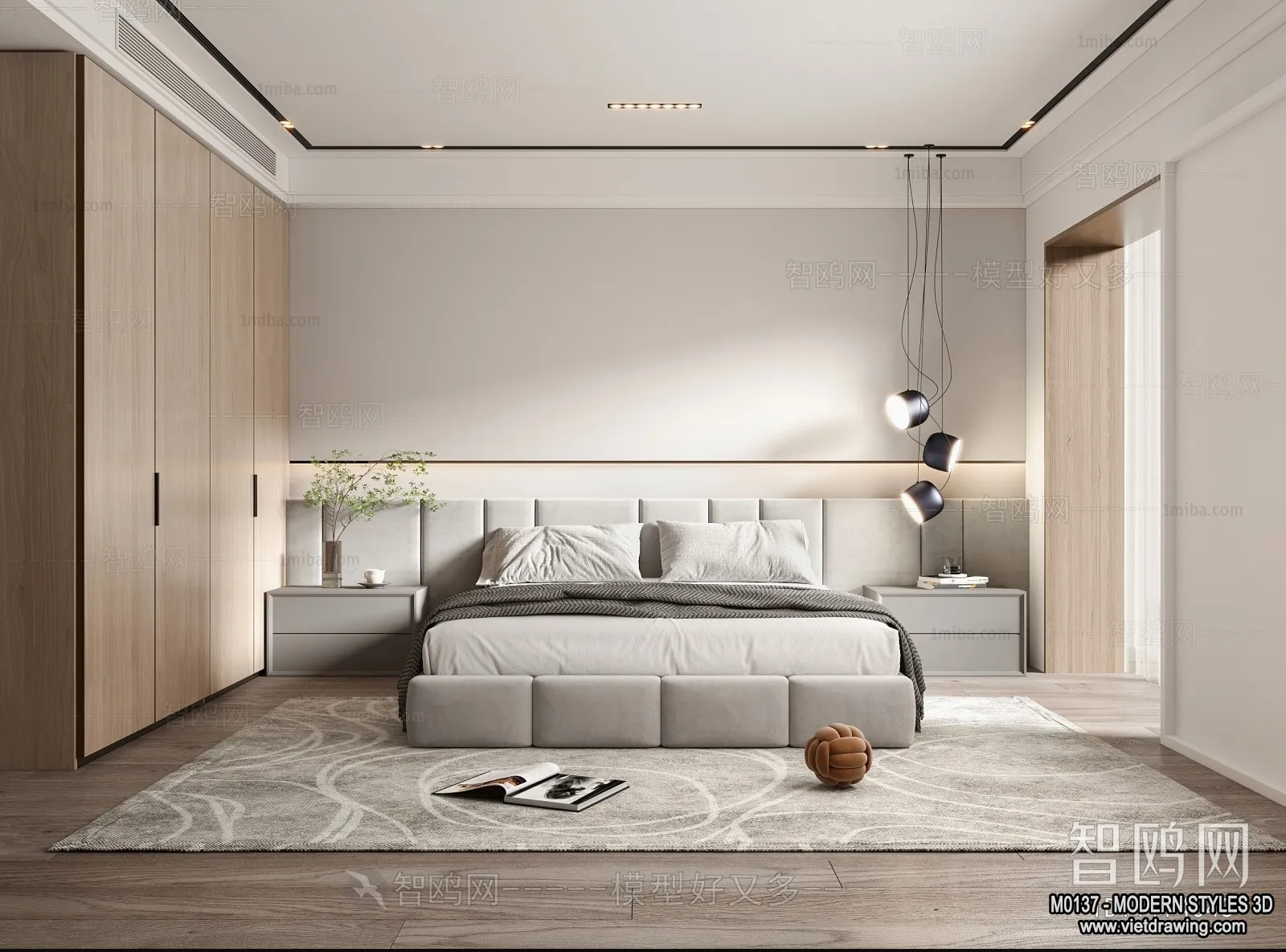 Bedroom - Modern Style Interior 3D Scenes - 035