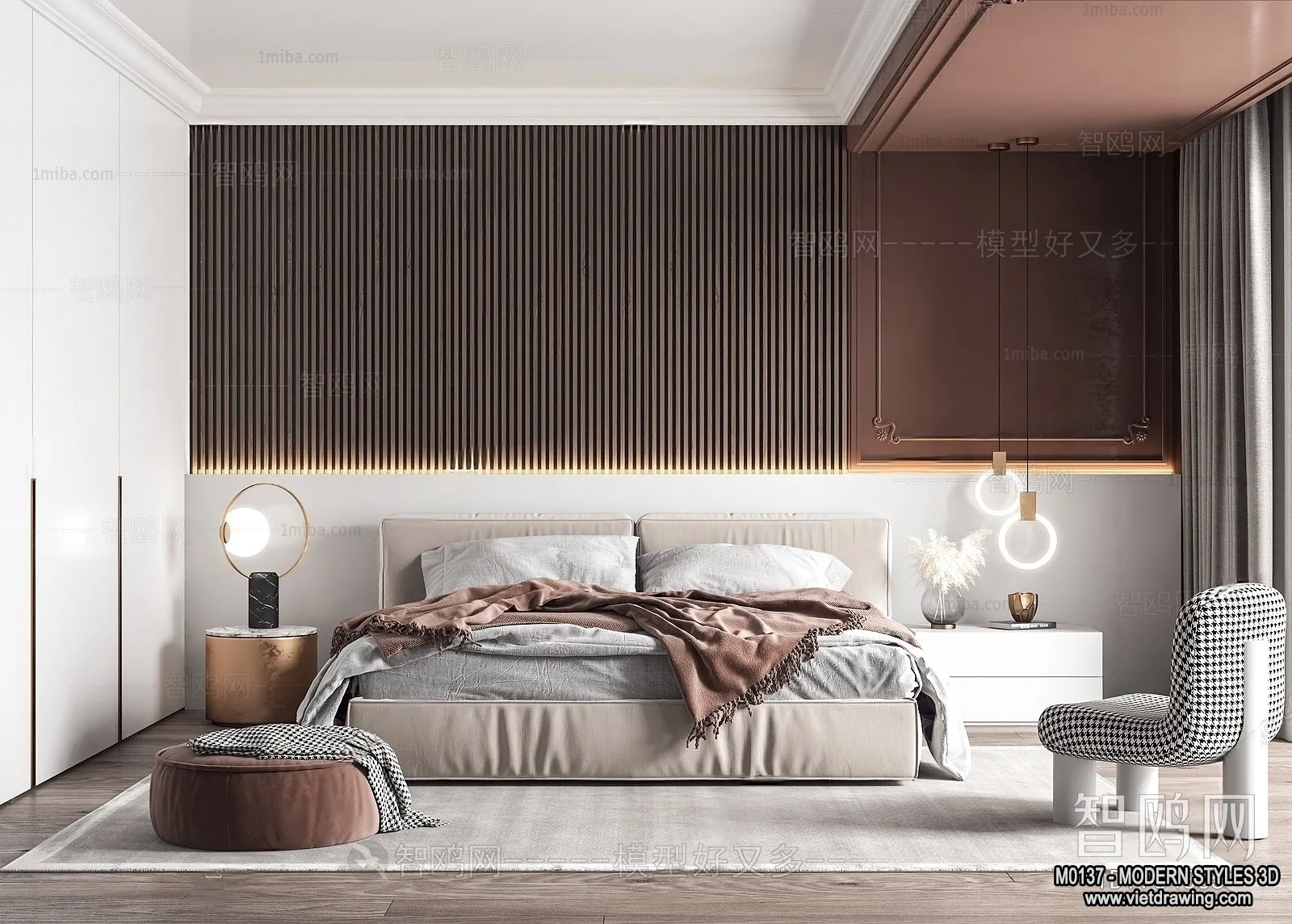 Bedroom - Modern Style Interior 3D Scenes - 040