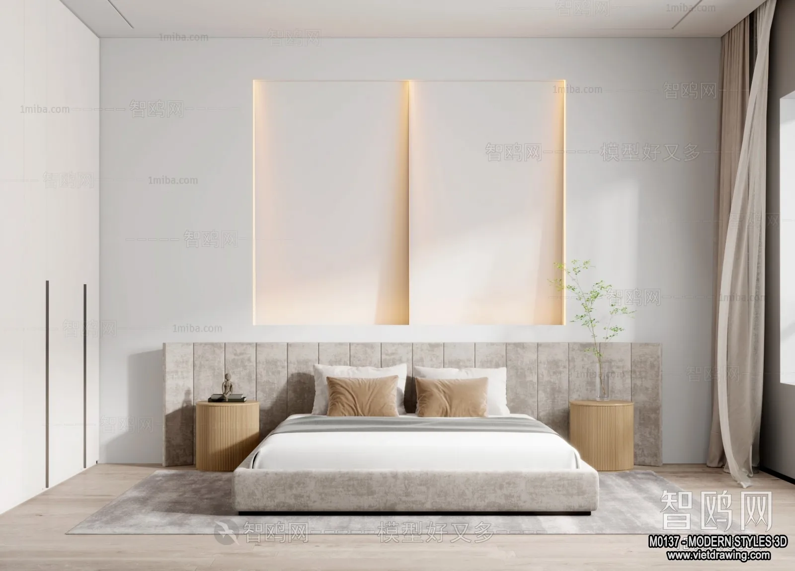 Bedroom - Modern Style Interior 3D Scenes - 047