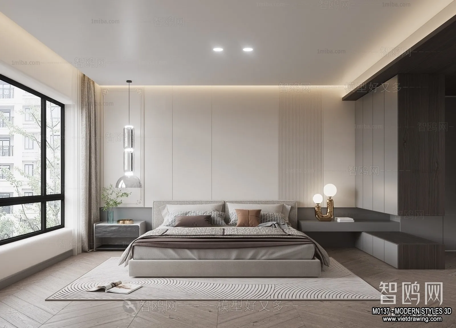 Bedroom - Modern Style Interior 3D Scenes - 053