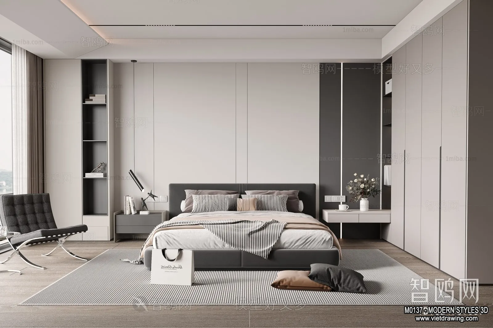 Bedroom - Modern Style Interior 3D Scenes - 054
