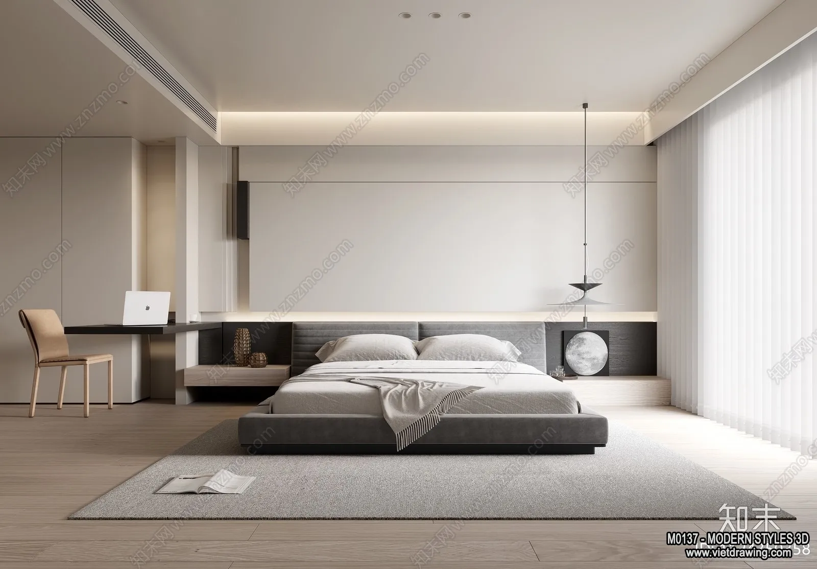 Bedroom - Modern Style Interior 3D Scenes - 055