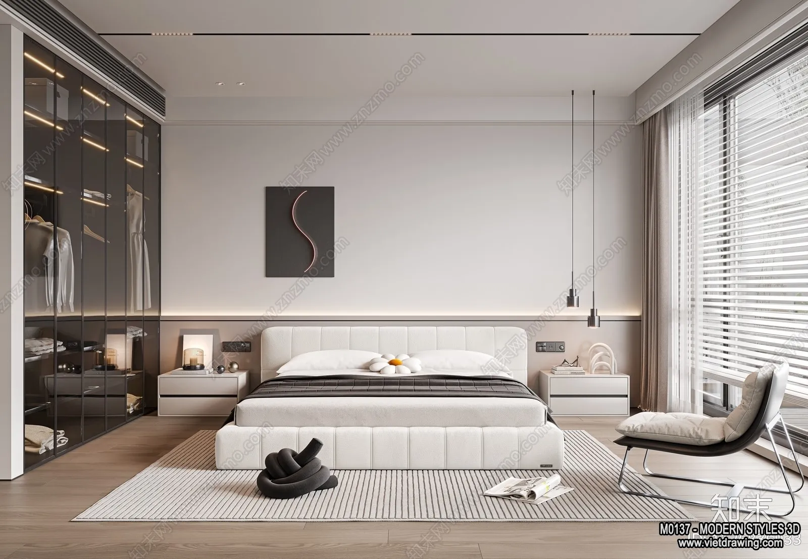 Bedroom - Modern Style Interior 3D Scenes - 056