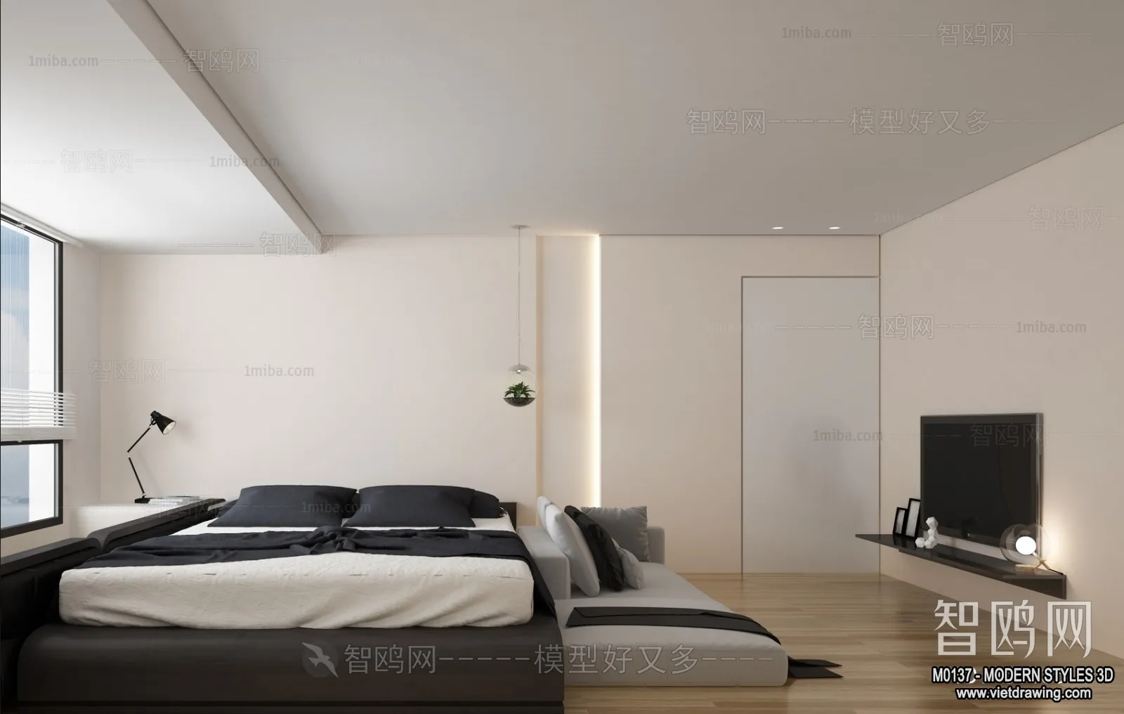 Bedroom - Modern Style Interior 3D Scenes - 057