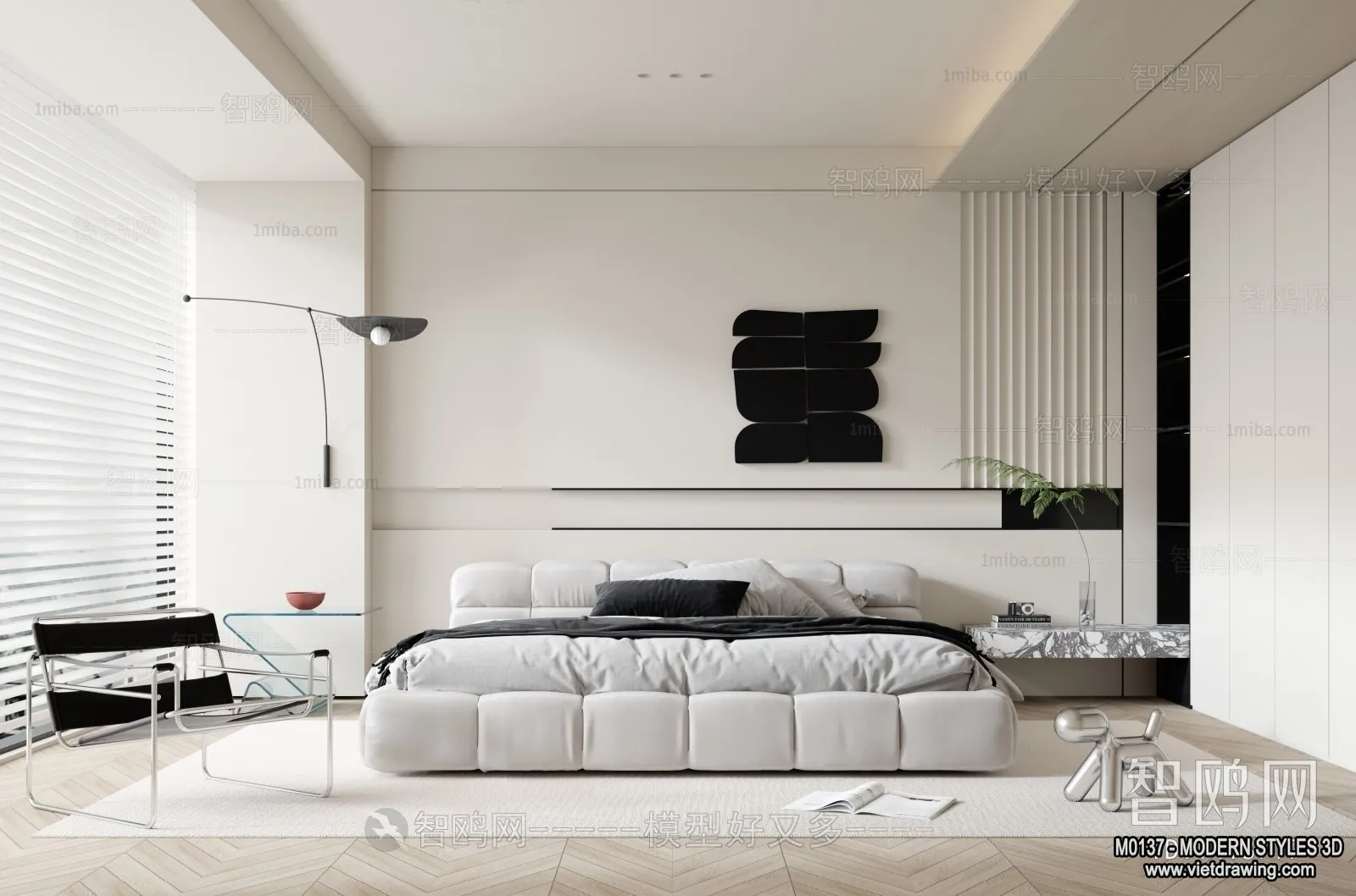 Bedroom - Modern Style Interior 3D Scenes - 058