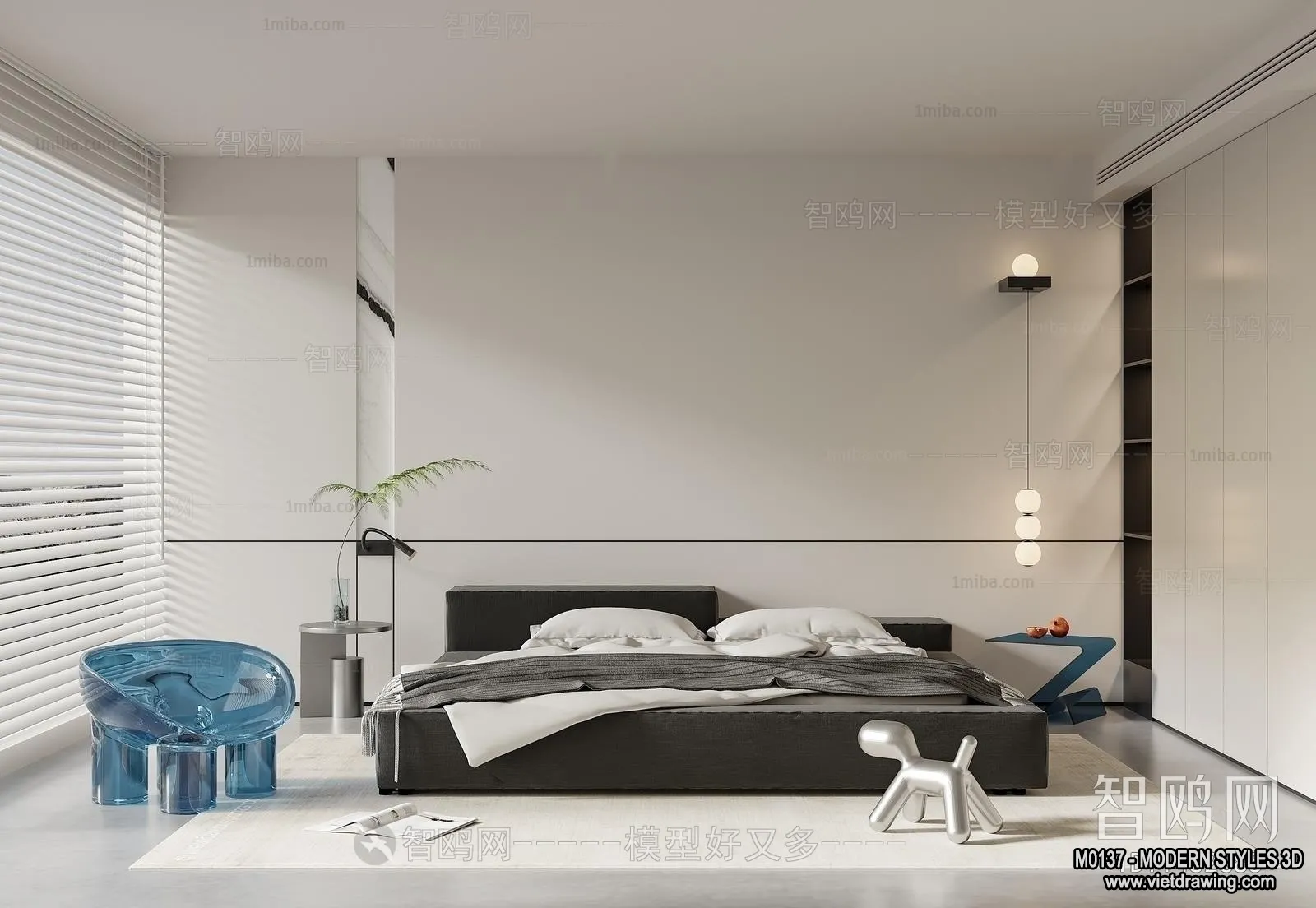 Bedroom - Modern Style Interior 3D Scenes - 059