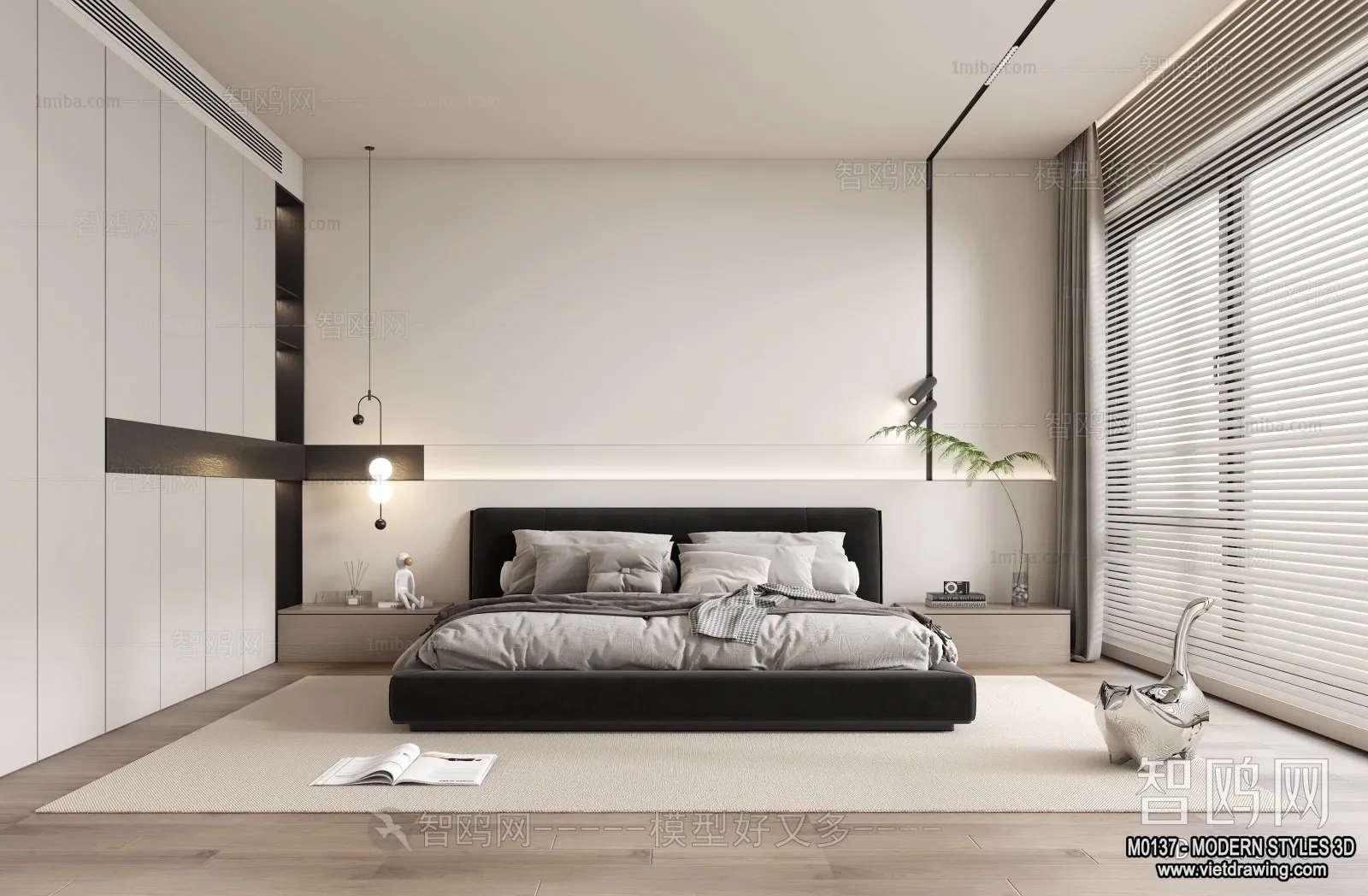 Bedroom - Modern Style Interior 3D Scenes - 062