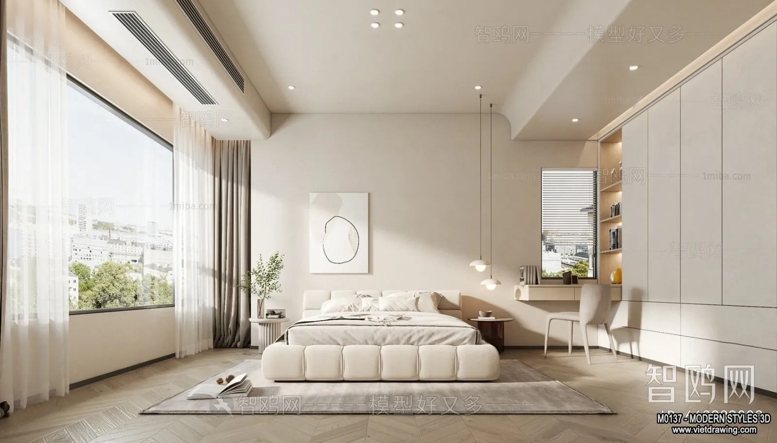 Bedroom - Modern Style Interior 3D Scenes - 066