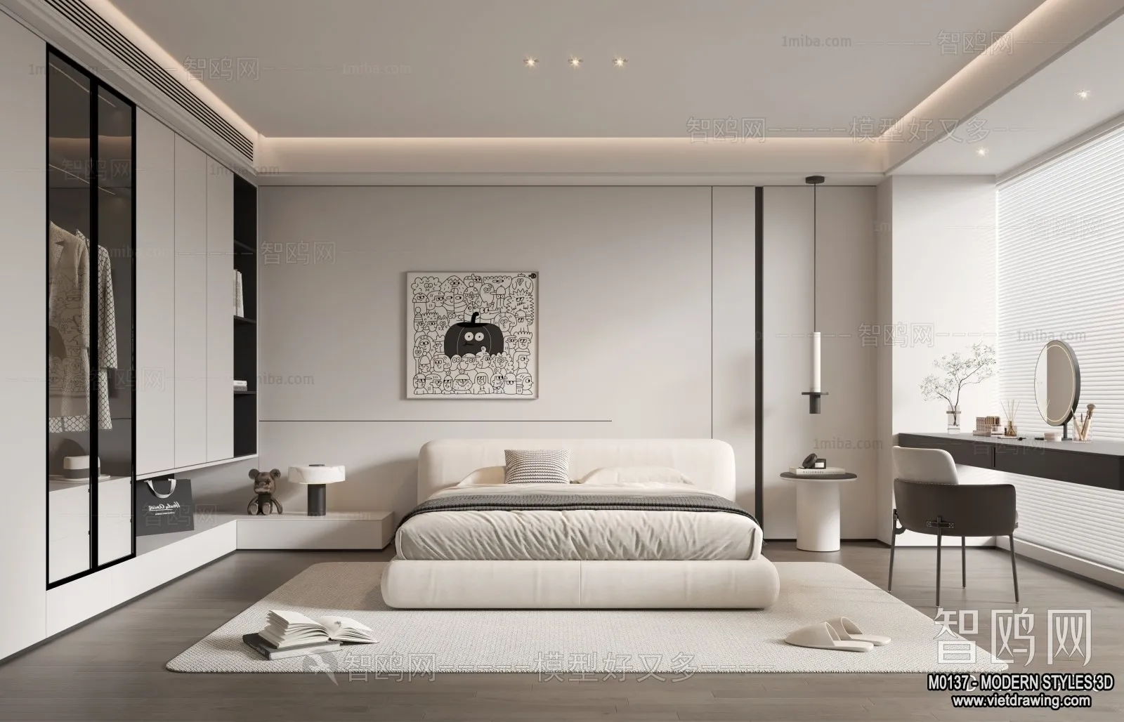 Bedroom - Modern Style Interior 3D Scenes - 074
