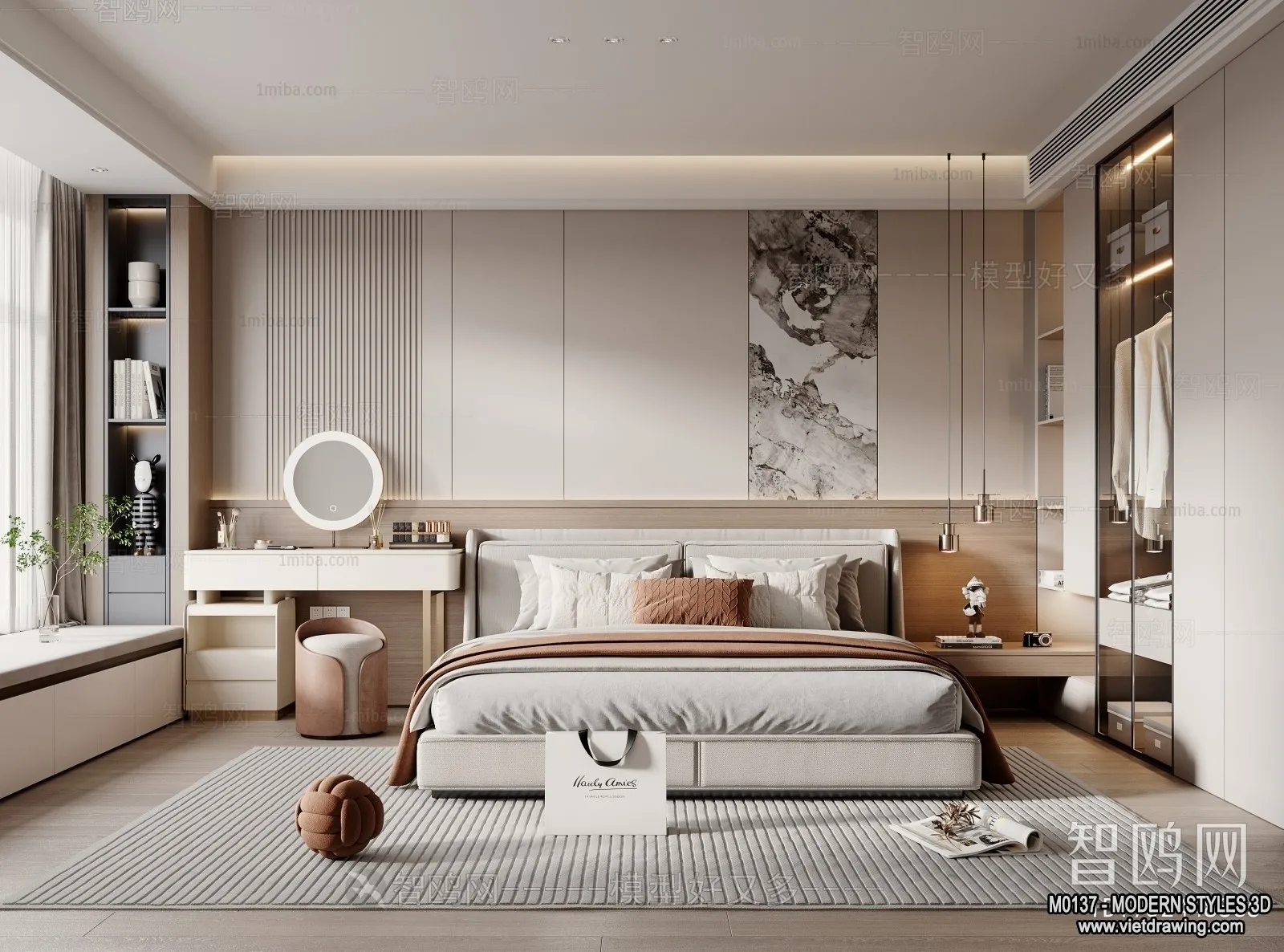 Bedroom - Modern Style Interior 3D Scenes - 076