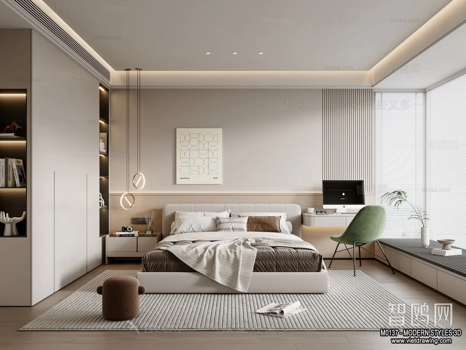 Bedroom - Modern Style Interior 3D Scenes - 077