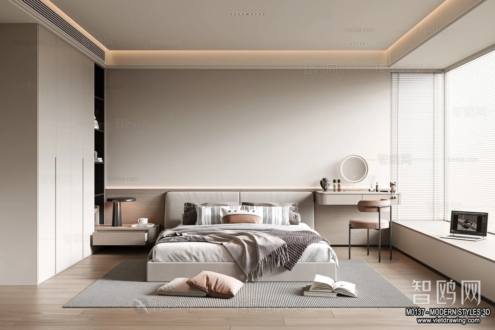 Bedroom - Modern Style Interior 3D Scenes - 078