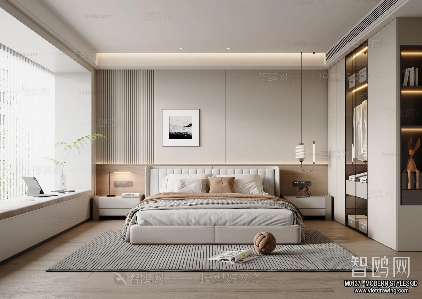 Bedroom - Modern Style Interior 3D Scenes - 080