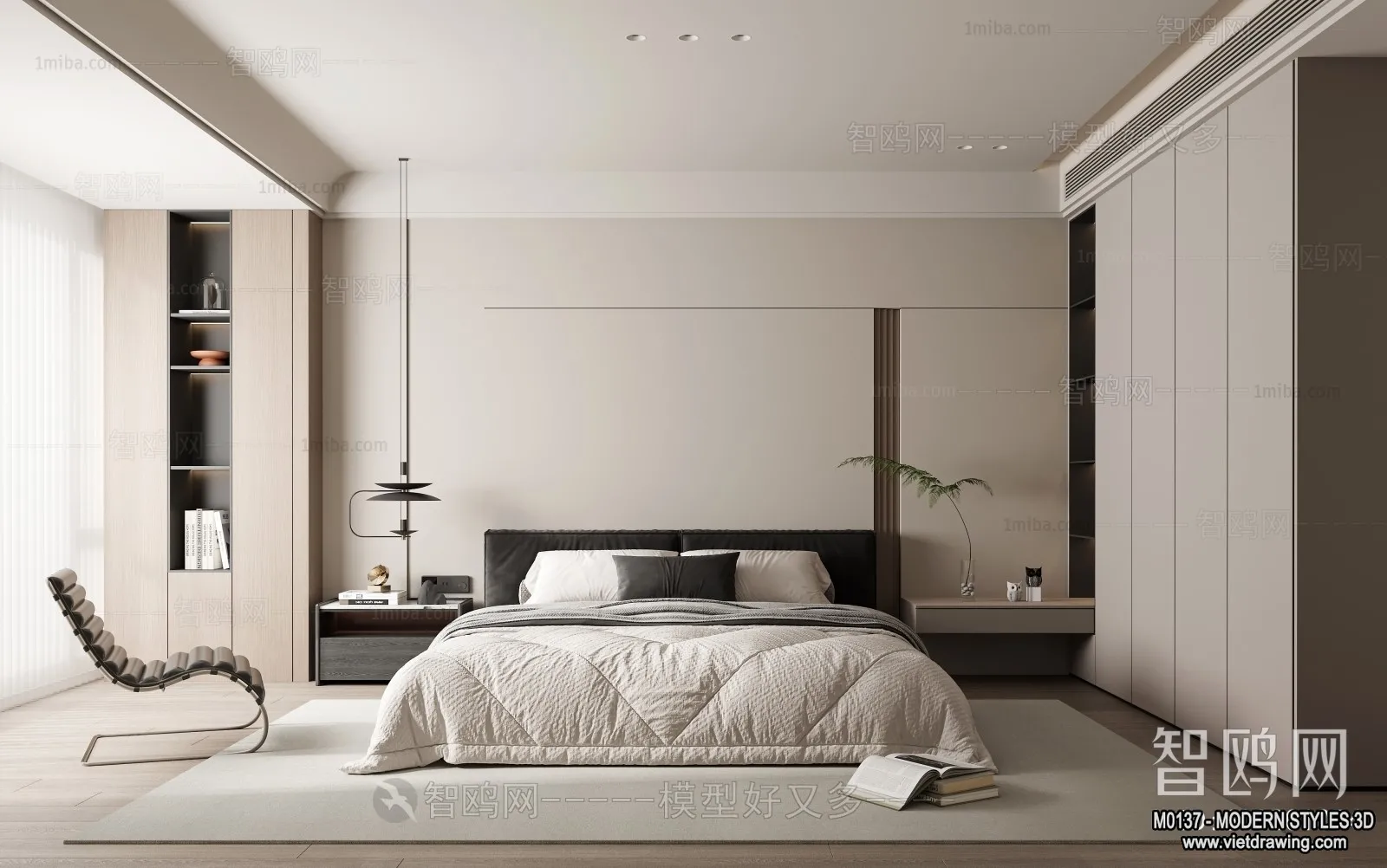 Bedroom - Modern Style Interior 3D Scenes - 084