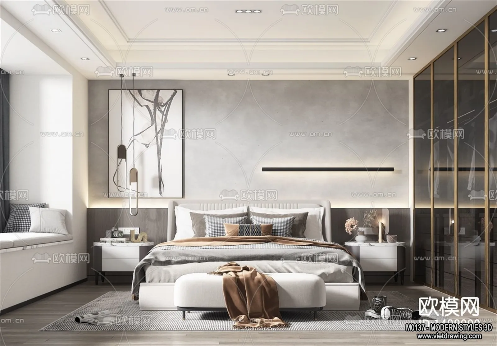 Bedroom - Modern Style Interior 3D Scenes - 086