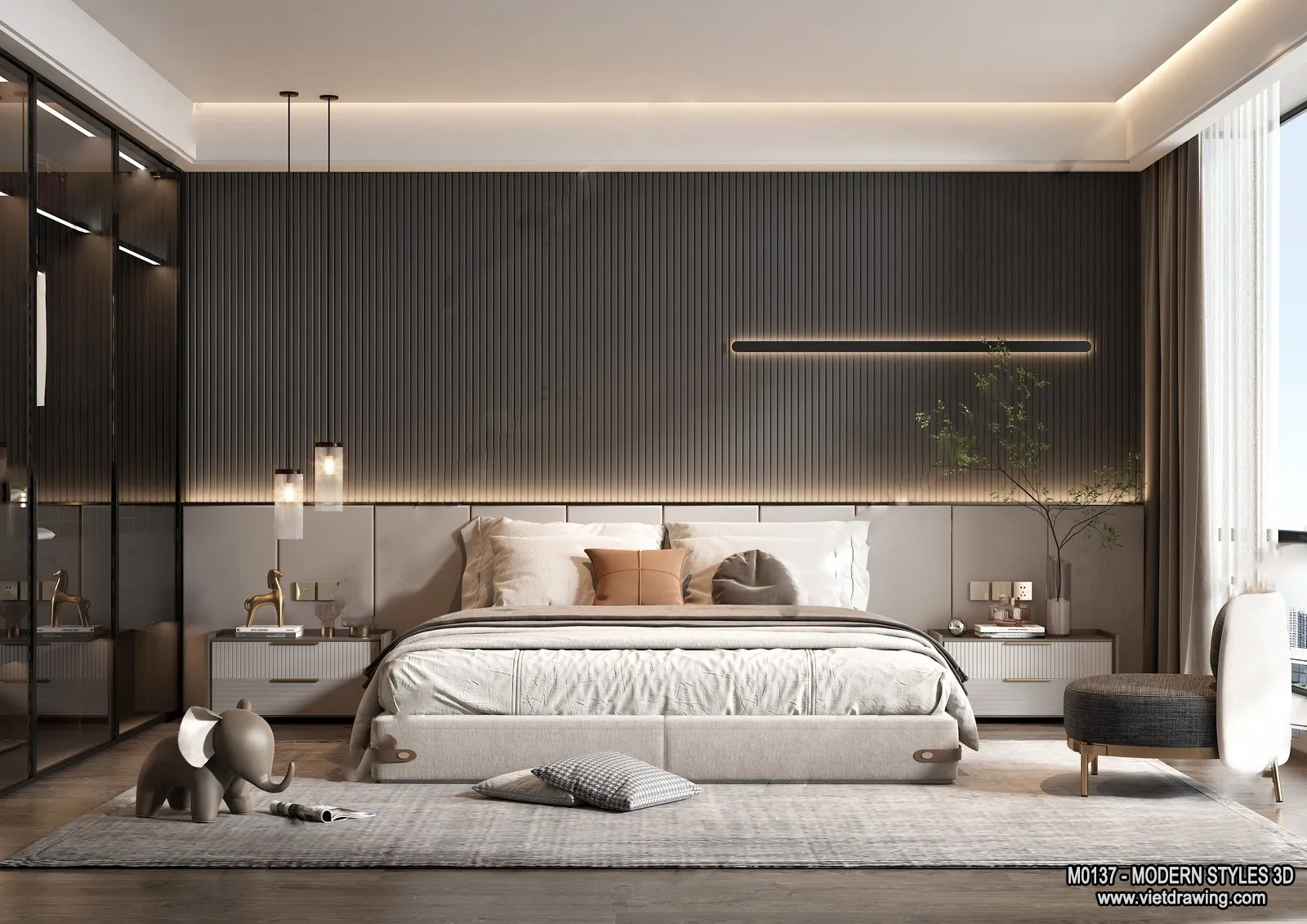 Bedroom - Modern Style Interior 3D Scenes - 092