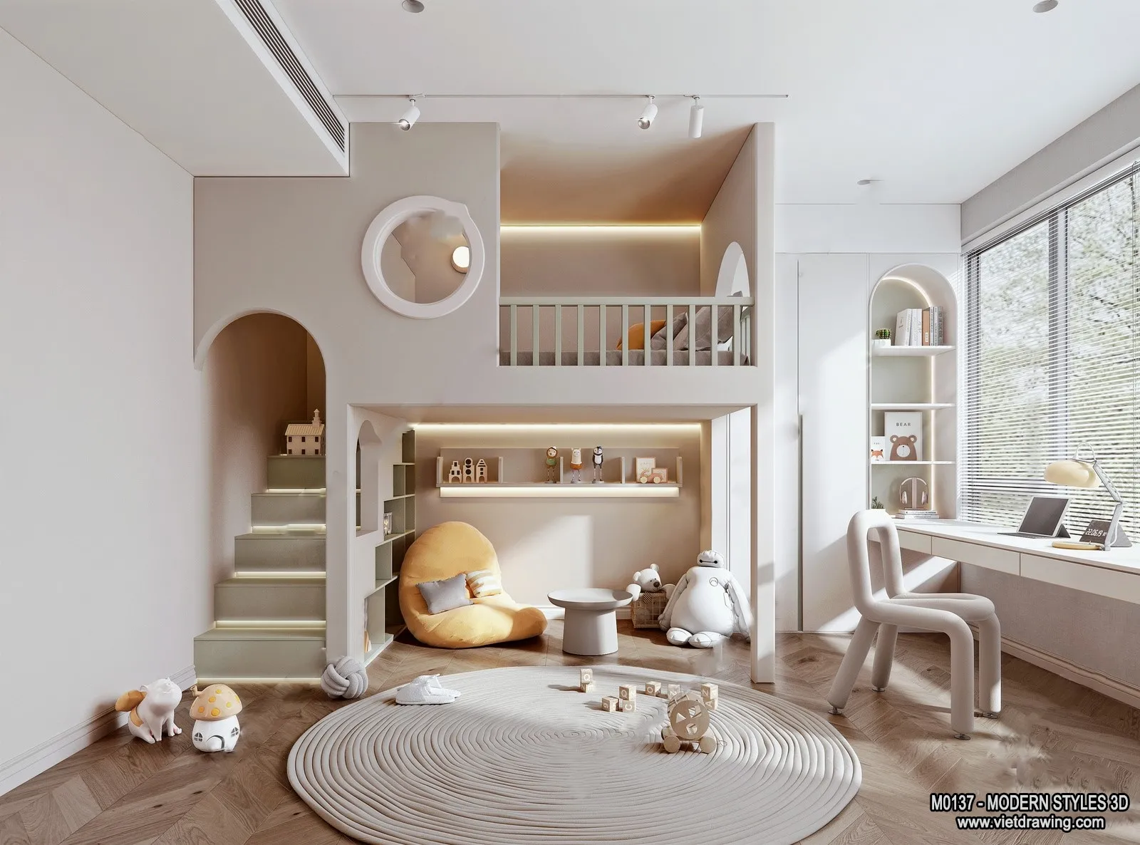 Bedroom - Modern Style Interior 3D Scenes - 093