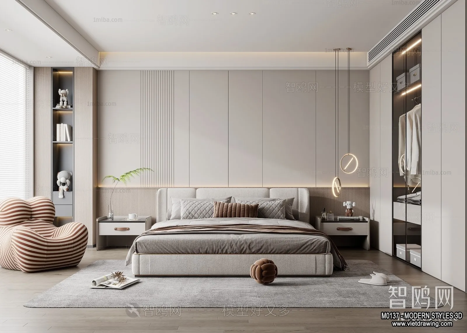 Bedroom - Modern Style Interior 3D Scenes - 098