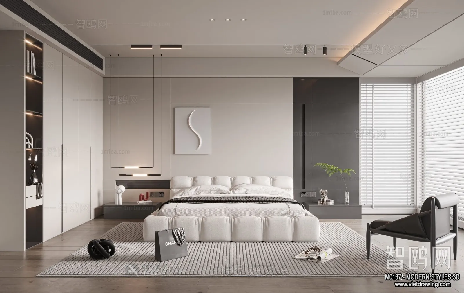 Bedroom - Modern Style Interior 3D Scenes - 099