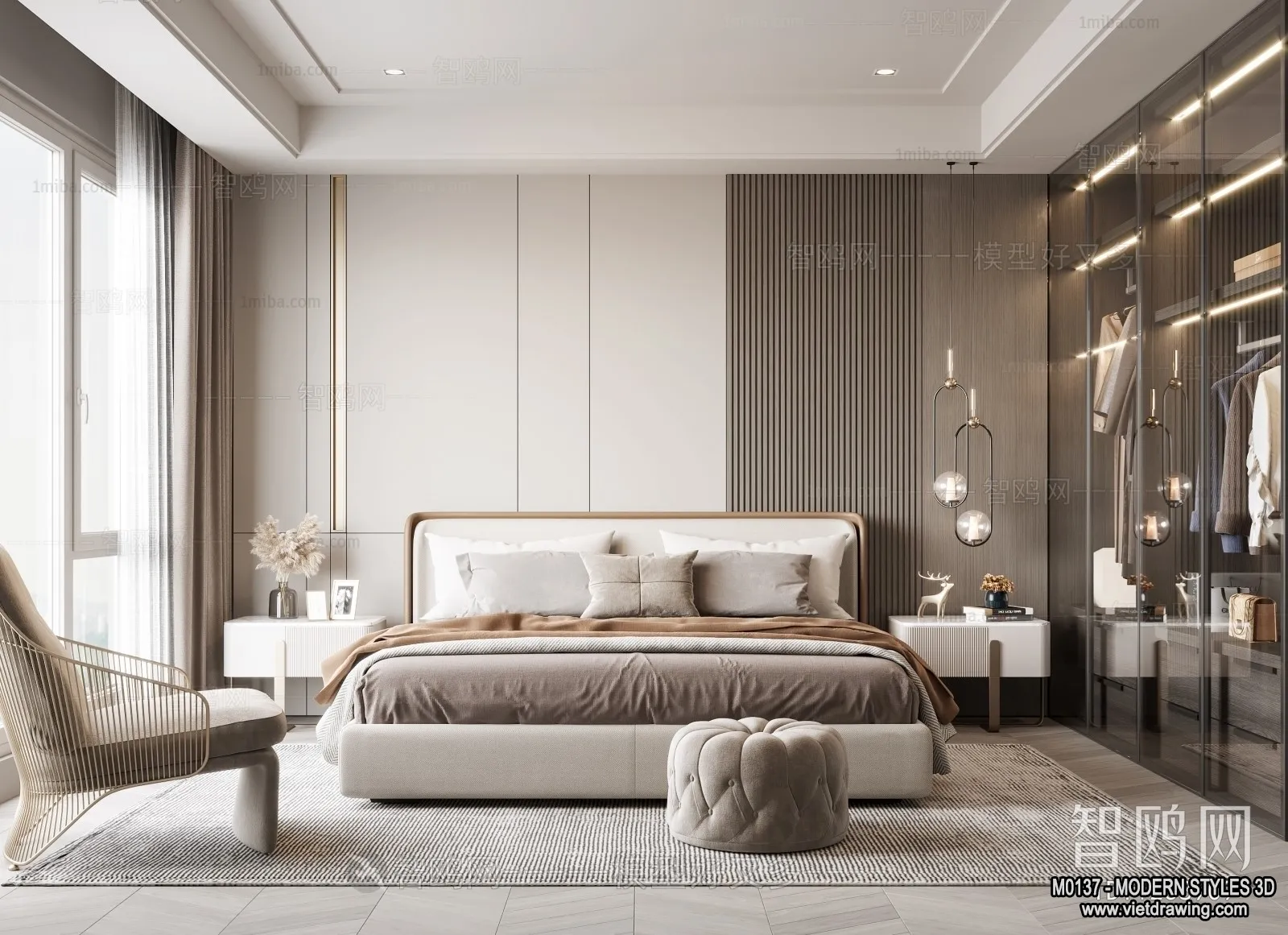 Bedroom - Modern Style Interior 3D Scenes - 100