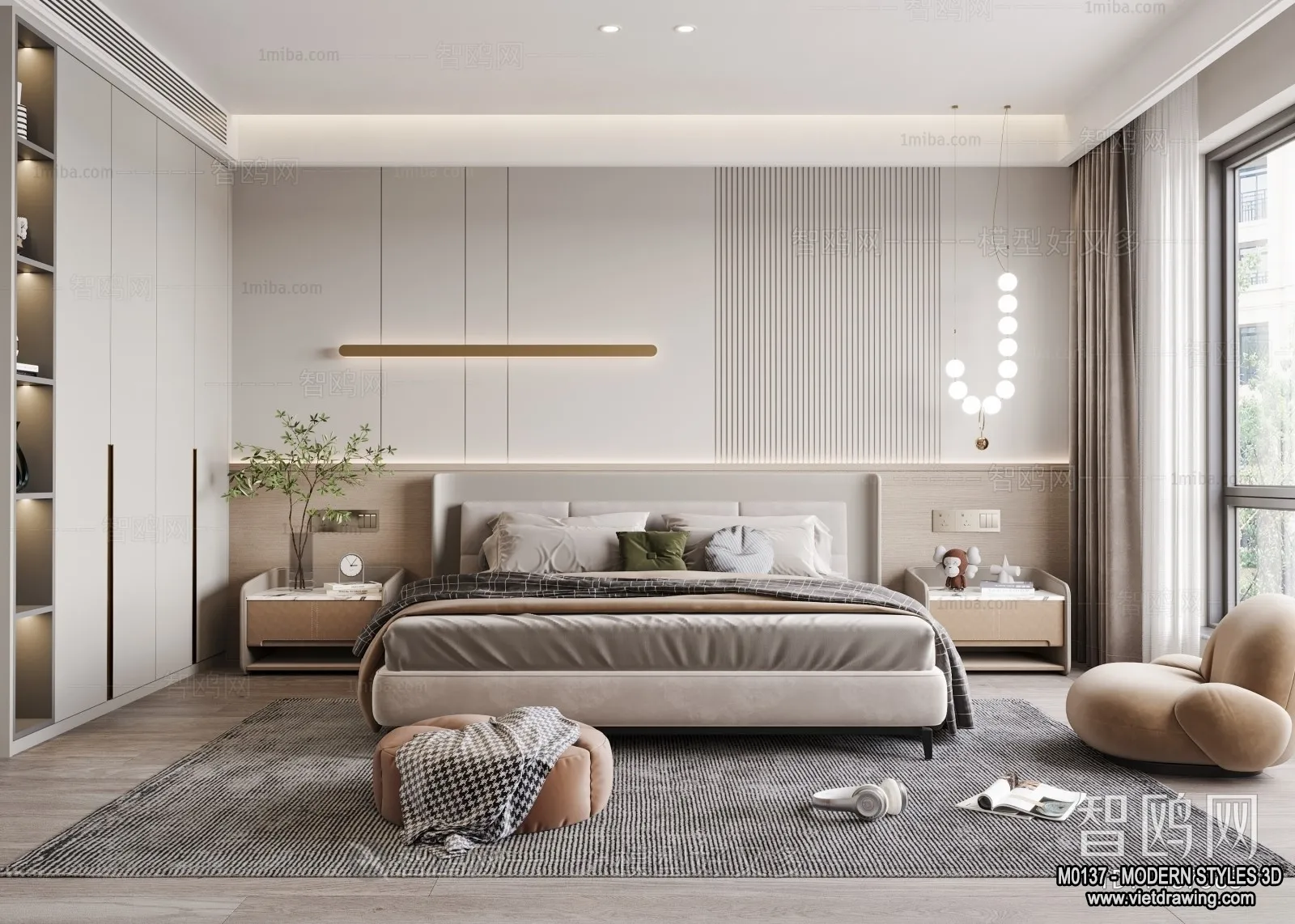 Bedroom - Modern Style Interior 3D Scenes - 104