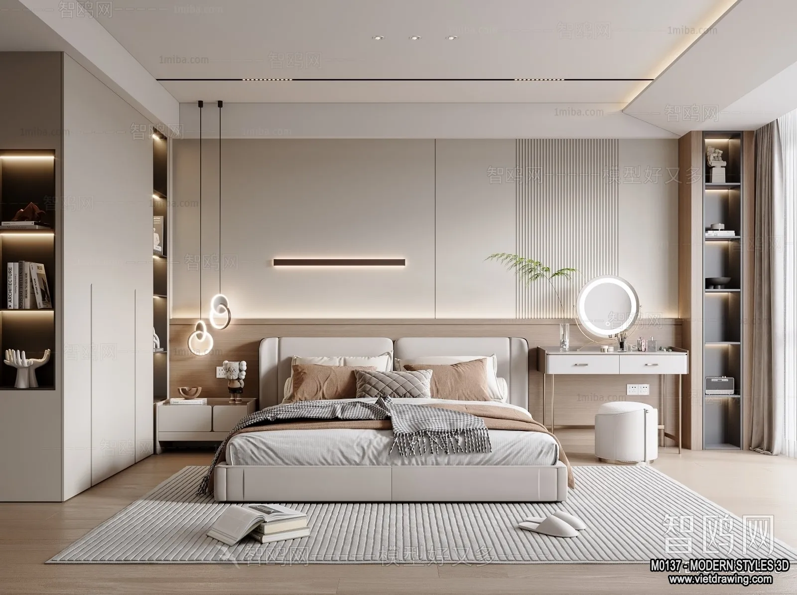Bedroom - Modern Style Interior 3D Scenes - 106