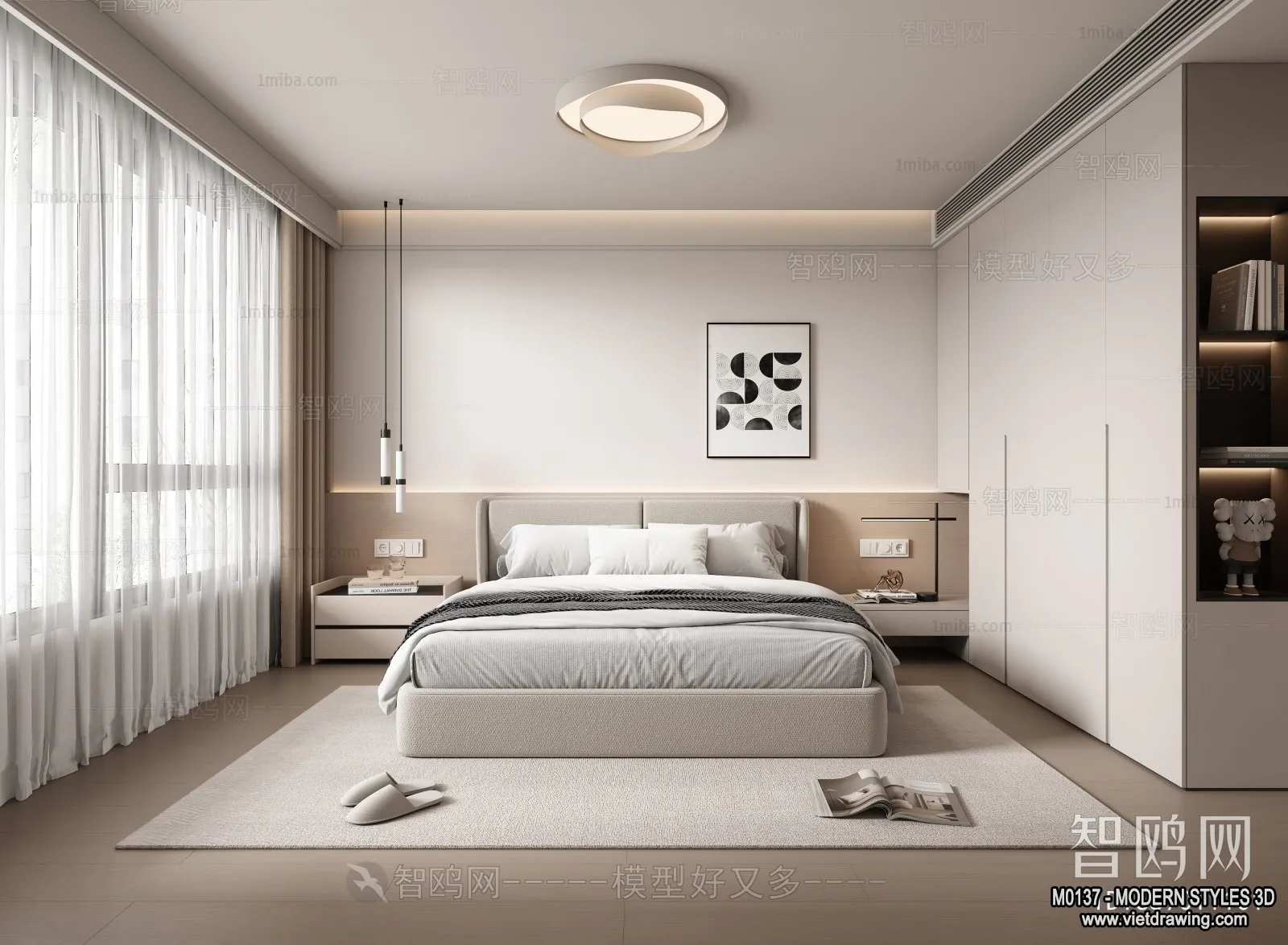 Bedroom - Modern Style Interior 3D Scenes - 107