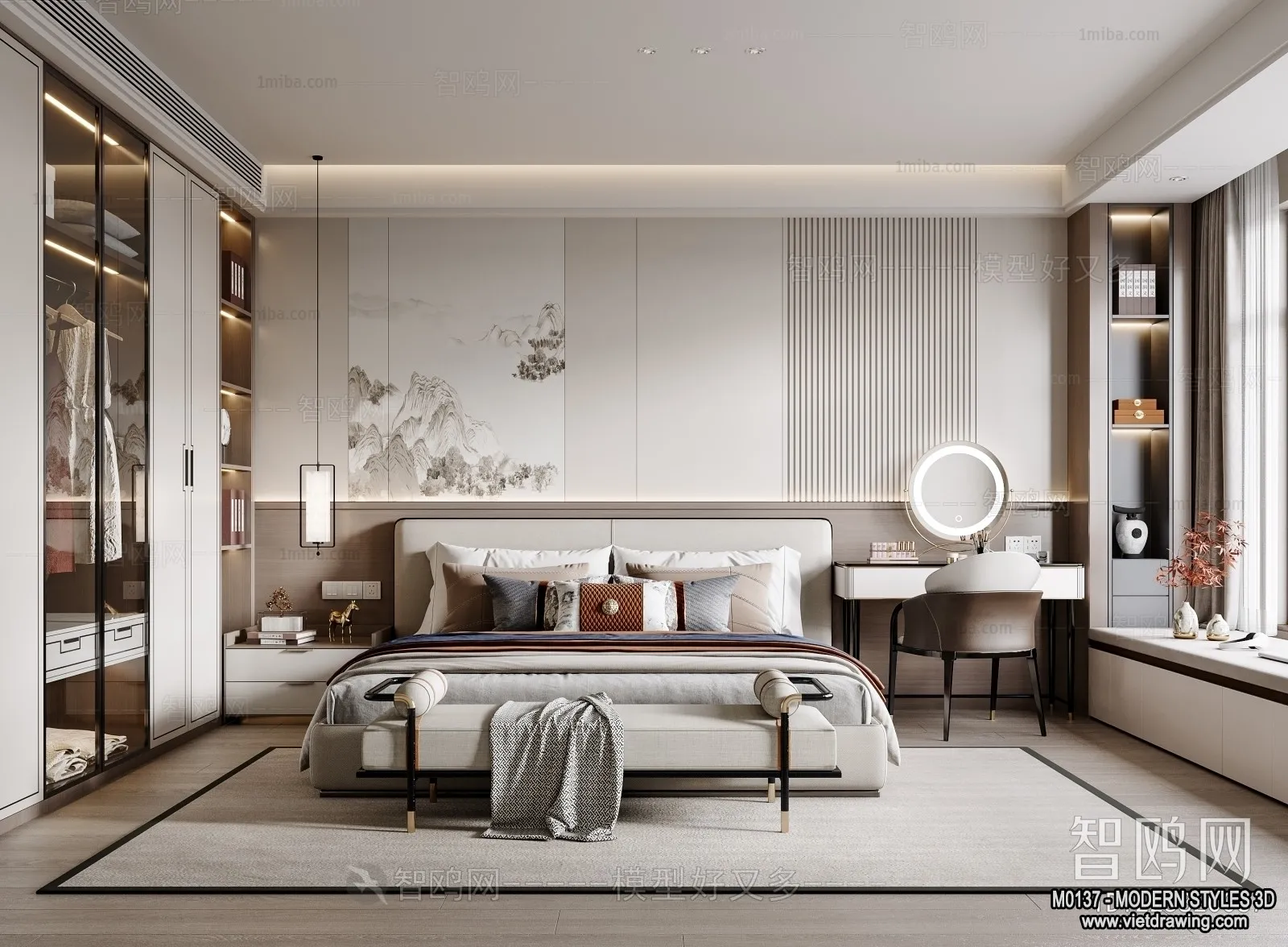 Bedroom - Modern Style Interior 3D Scenes - 109