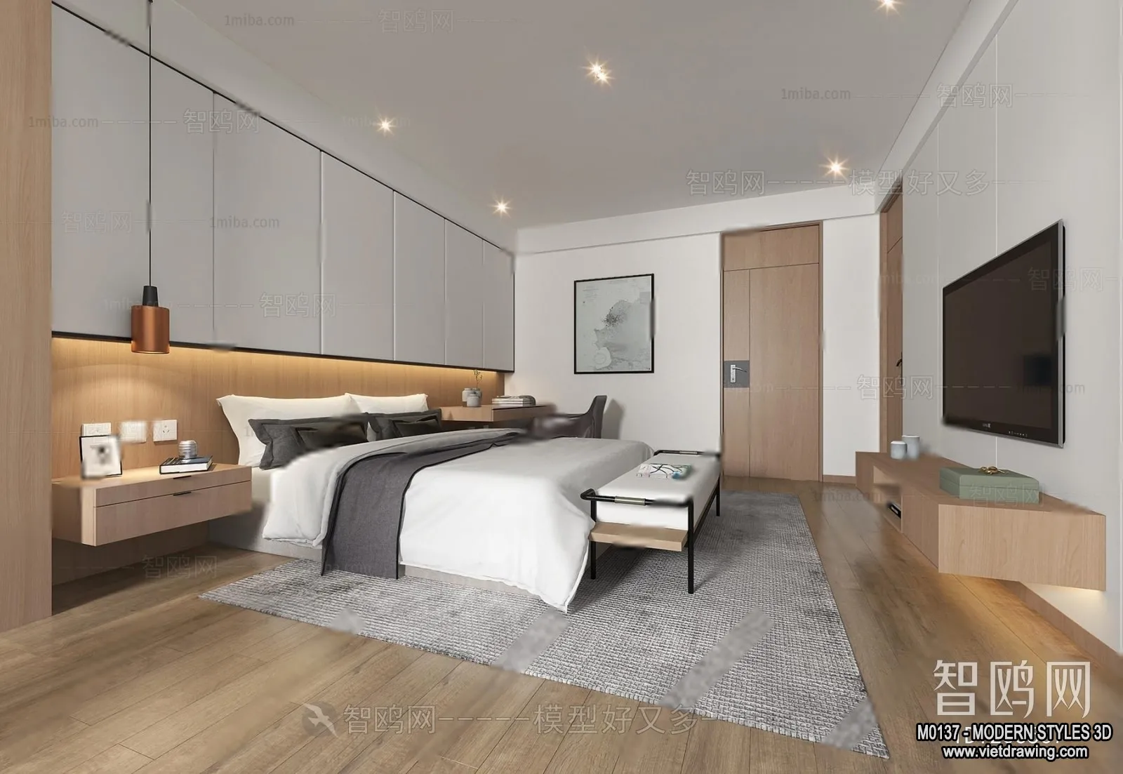 Bedroom - Modern Style Interior 3D Scenes - 112