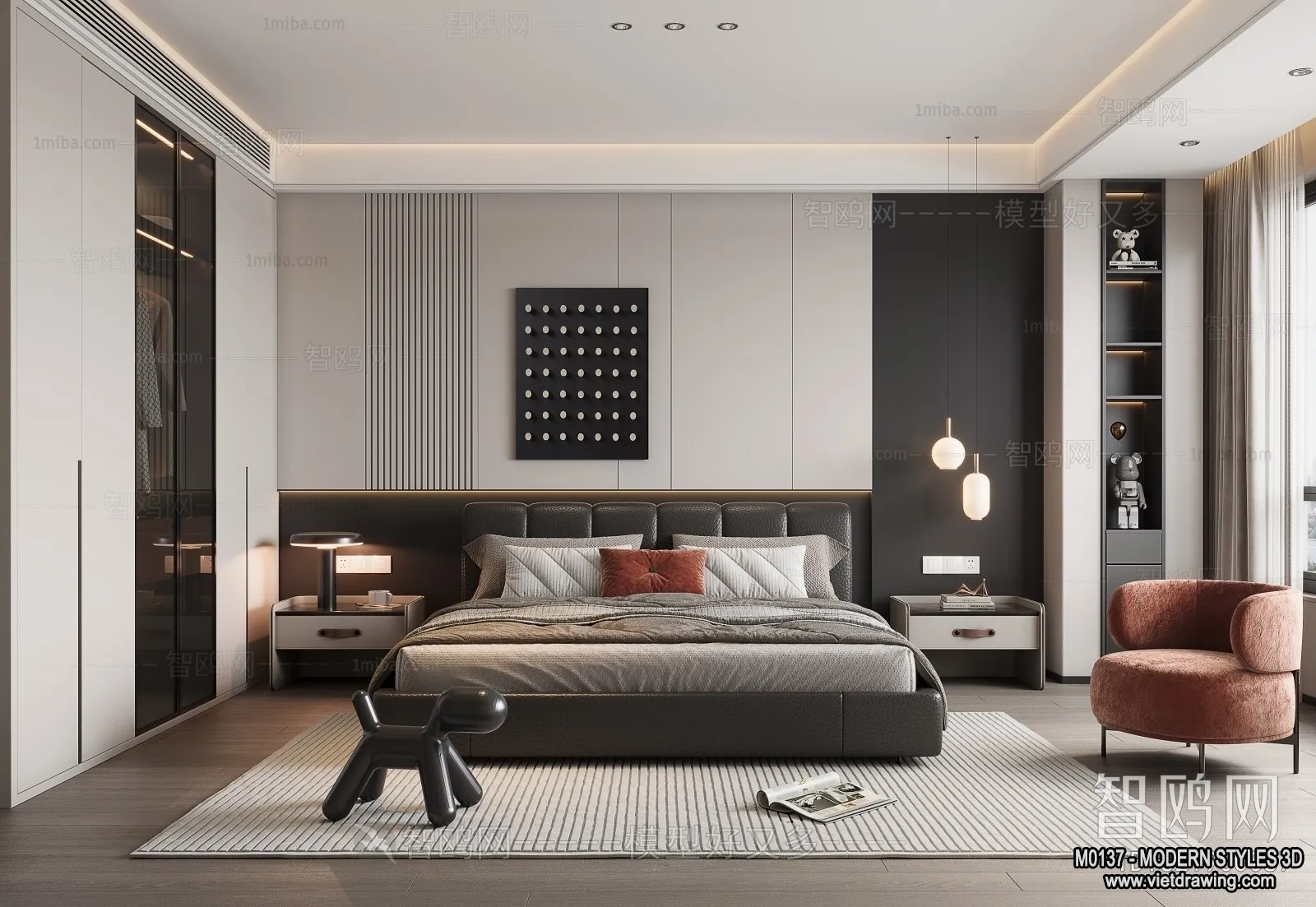 Bedroom - Modern Style Interior 3D Scenes - 116