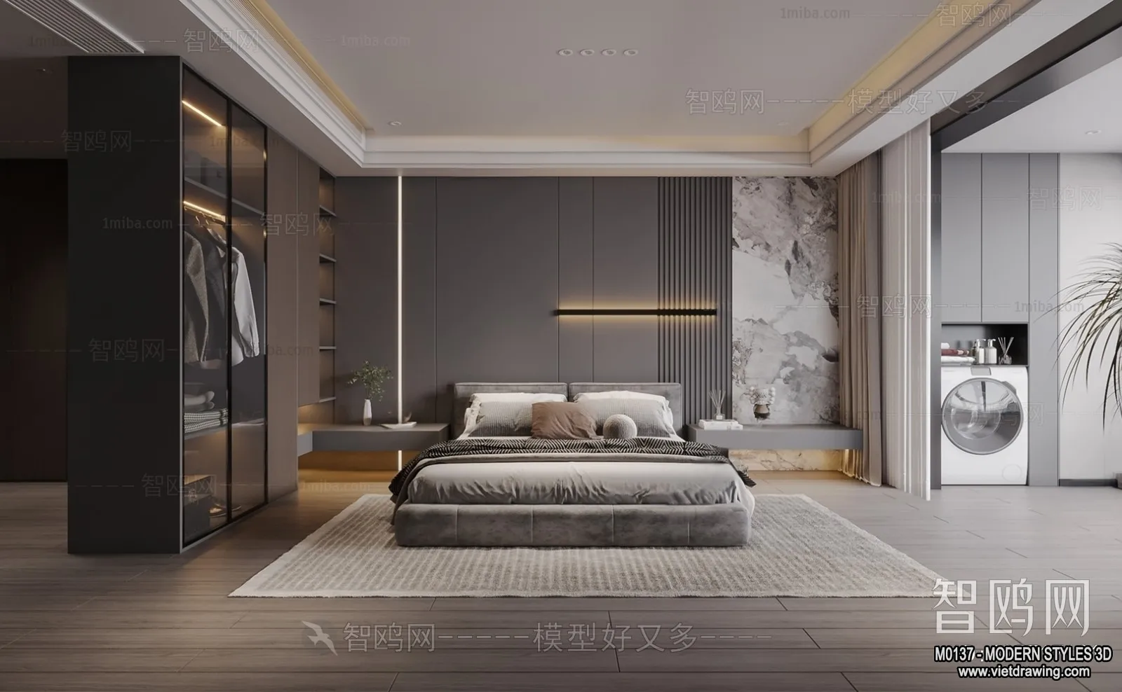 Bedroom - Modern Style Interior 3D Scenes - 117