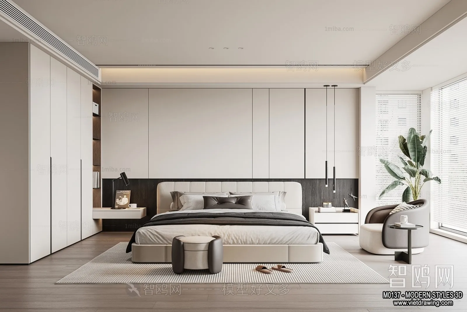 Bedroom - Modern Style Interior 3D Scenes - 119