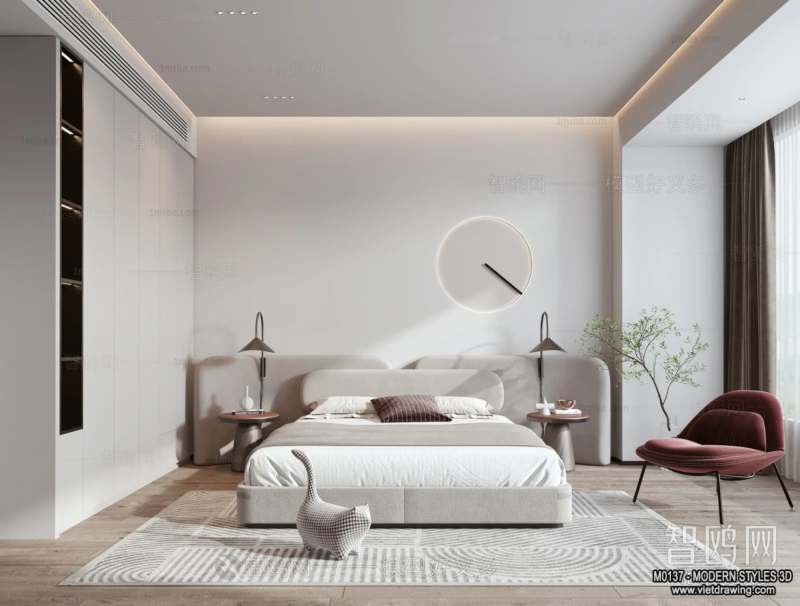 Bedroom - Modern Style Interior 3D Scenes - 121