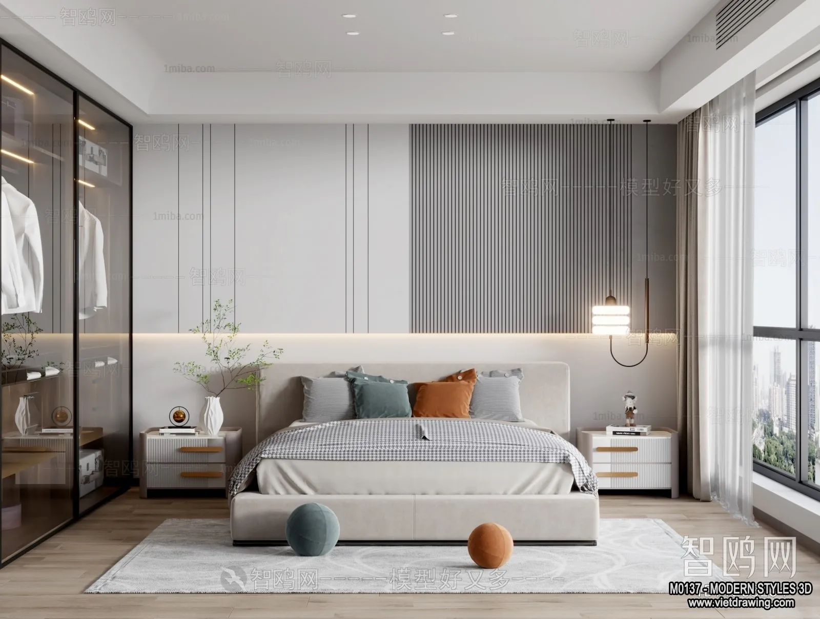 Bedroom - Modern Style Interior 3D Scenes - 126