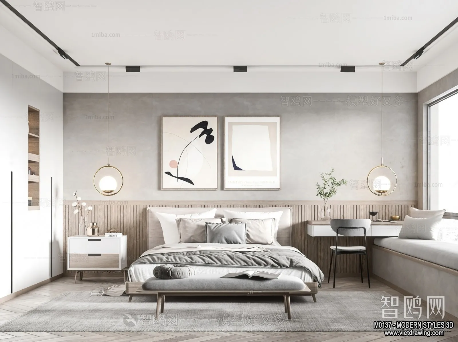Bedroom - Modern Style Interior 3D Scenes - 128