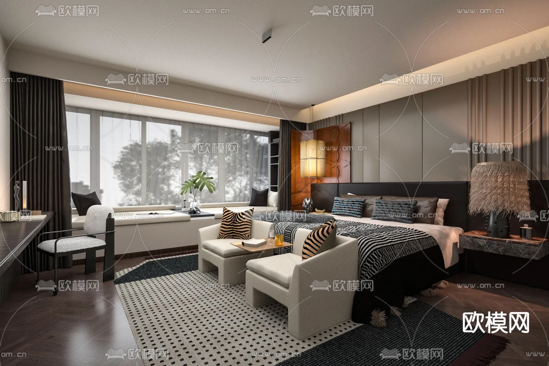 BEDROOM - MODERN STYLE - VRAY / CORONA - 3D MODEL - 2047