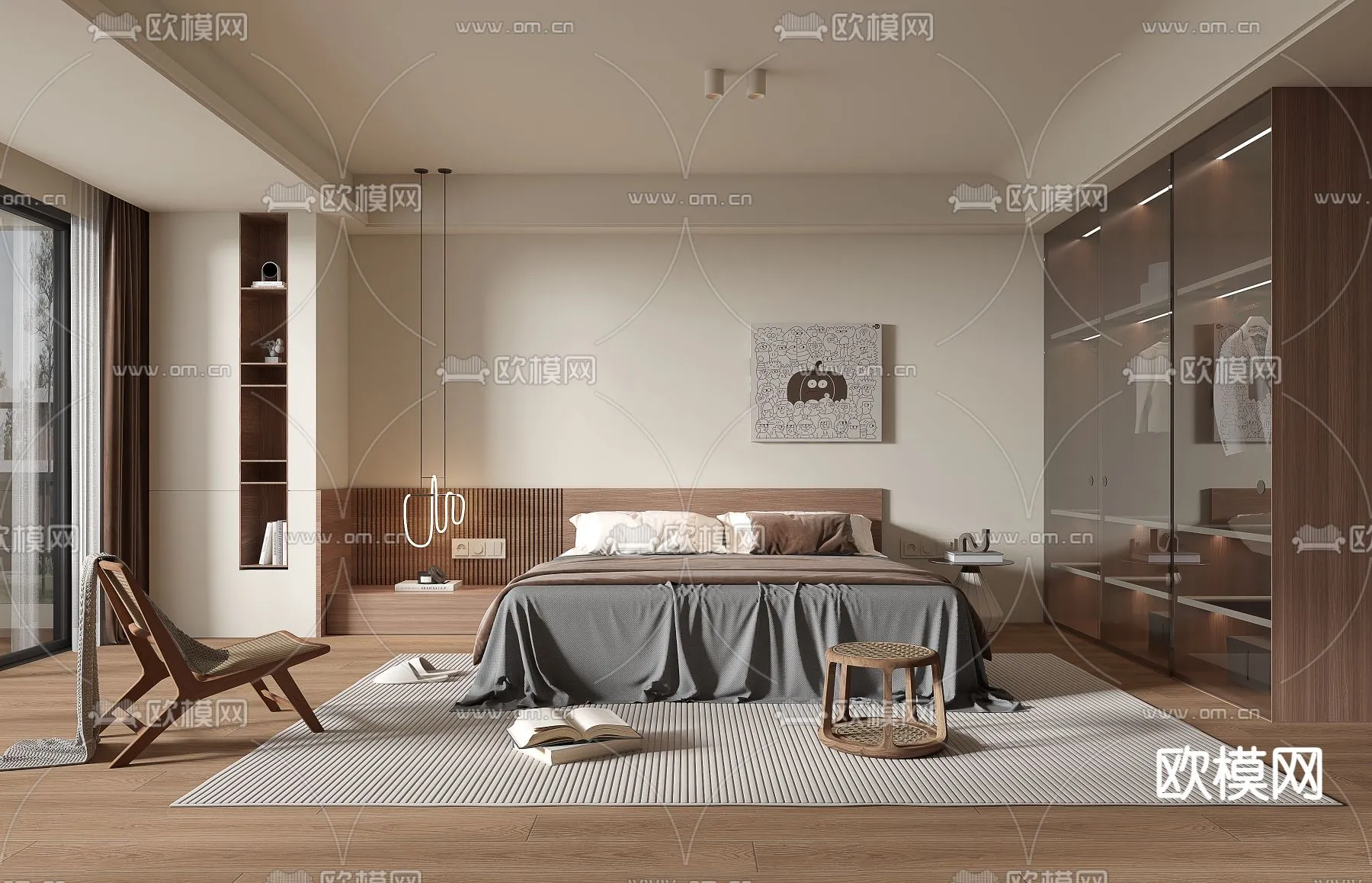 BEDROOM - MODERN STYLE - VRAY / CORONA - 3D MODEL - 2060