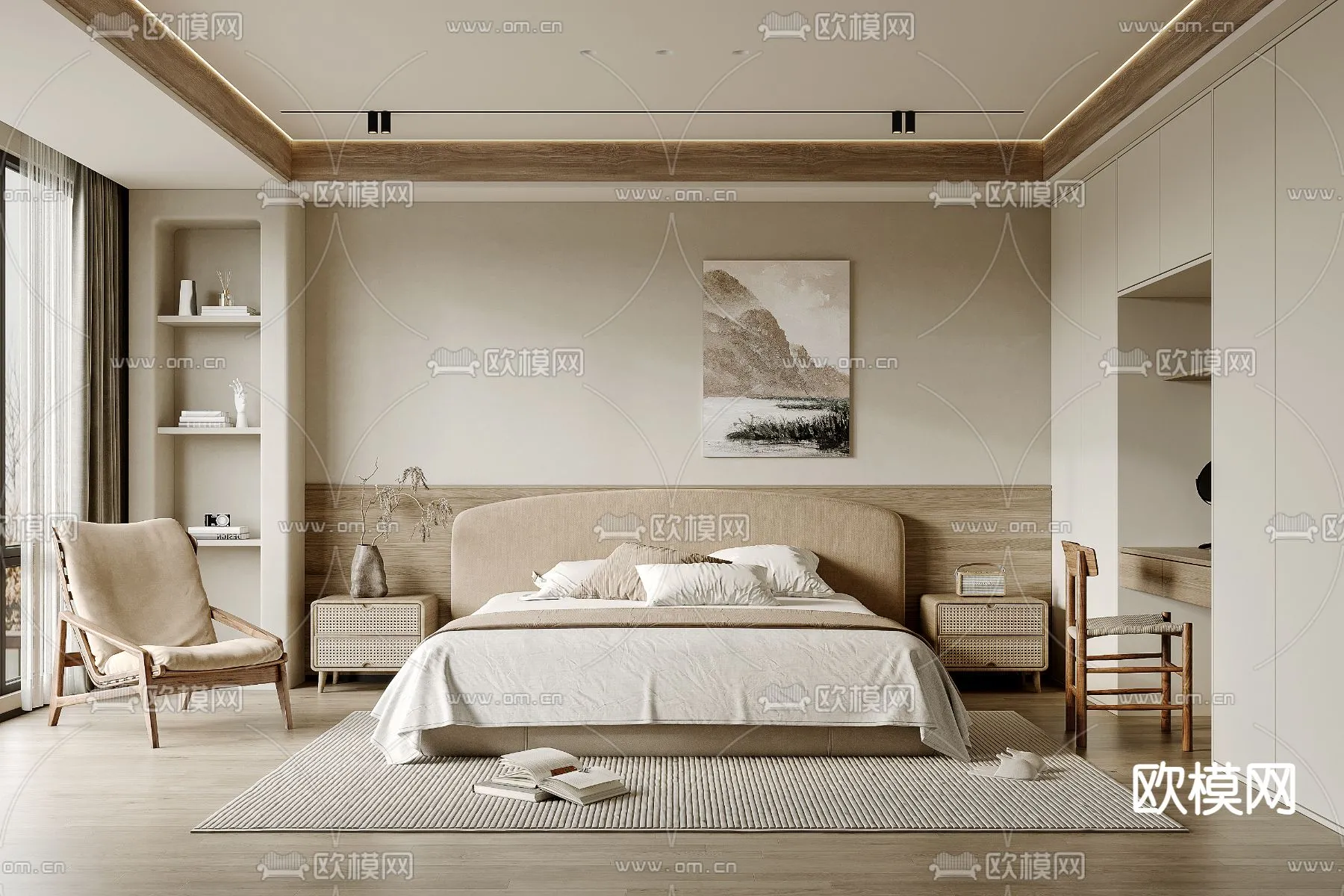BEDROOM - MODERN STYLE - VRAY / CORONA - 3D MODEL - 2069