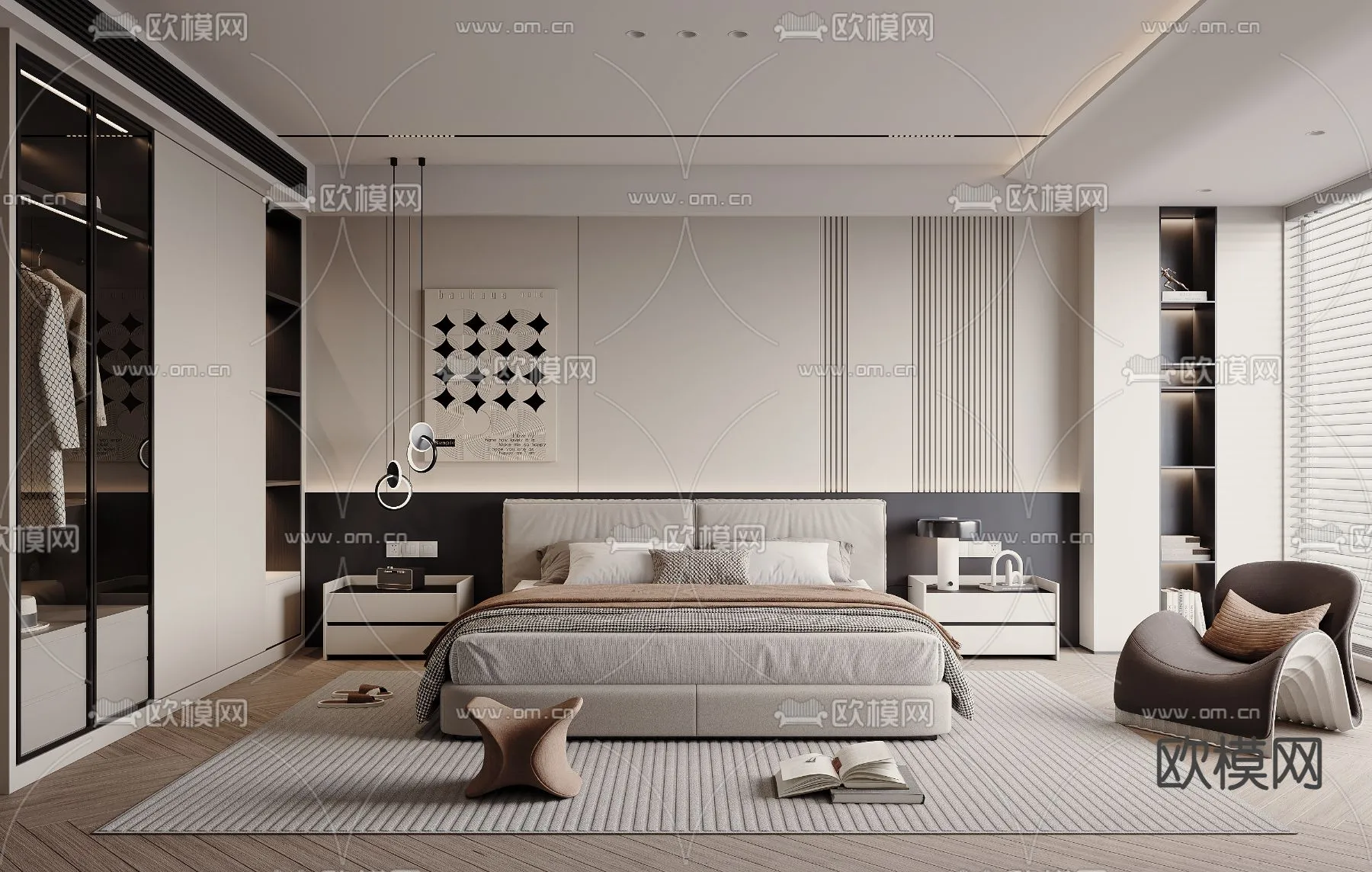 BEDROOM - MODERN STYLE - VRAY / CORONA - 3D MODEL - 2073