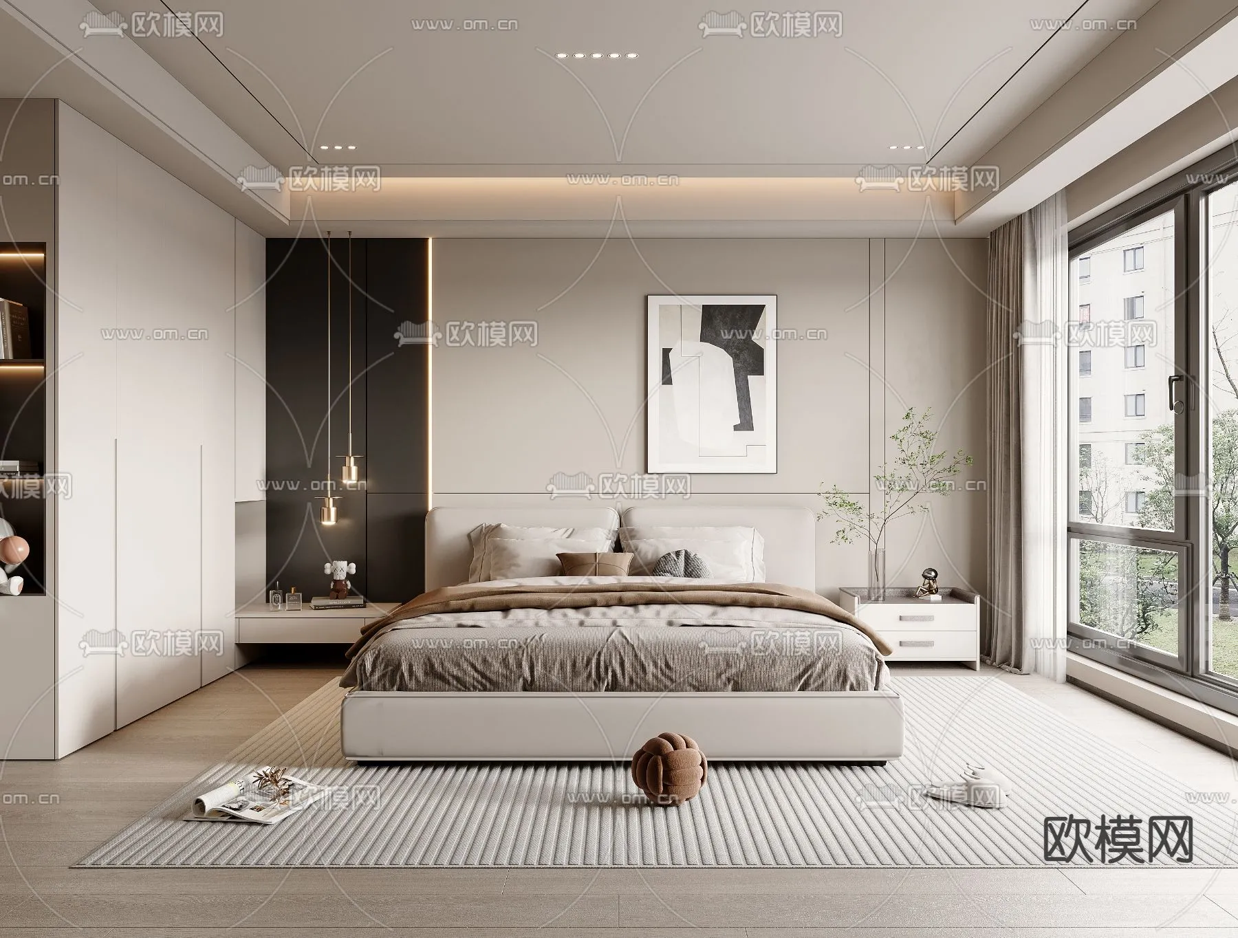 BEDROOM - MODERN STYLE - VRAY / CORONA - 3D MODEL - 2075