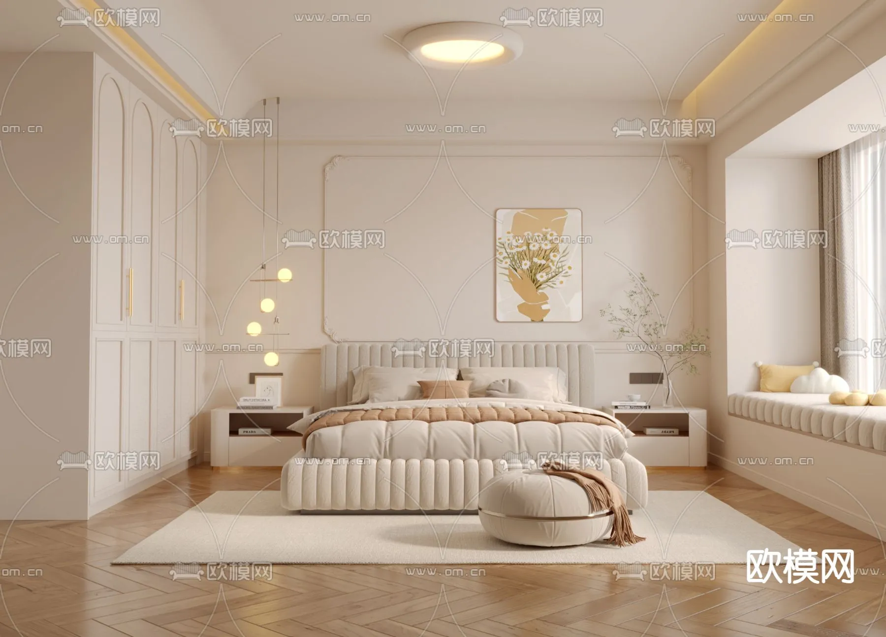 BEDROOM - MODERN STYLE - VRAY / CORONA - 3D MODEL - 2079