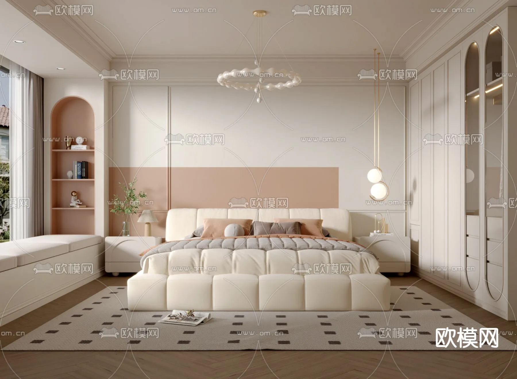 BEDROOM - MODERN STYLE - VRAY / CORONA - 3D MODEL - 2080