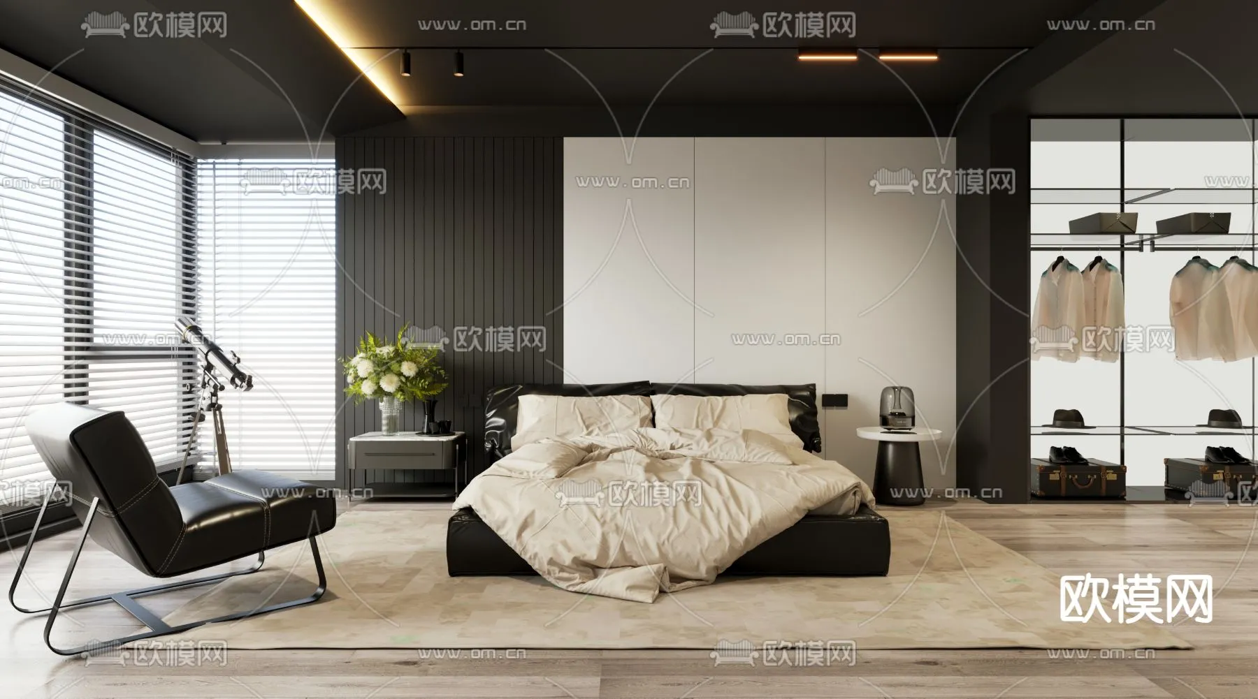 BEDROOM - MODERN STYLE - VRAY / CORONA - 3D MODEL - 2086