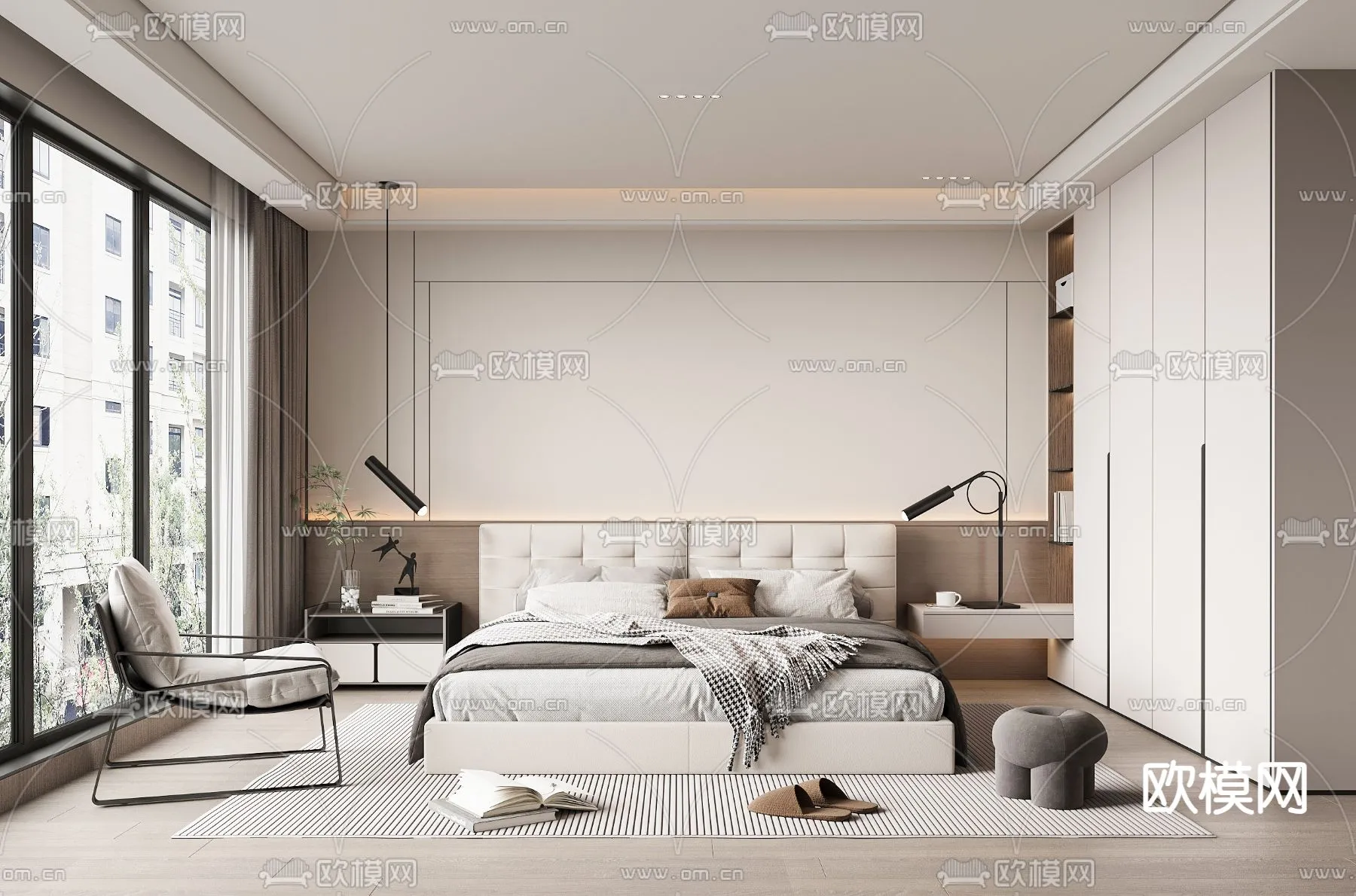 BEDROOM - MODERN STYLE - VRAY / CORONA - 3D MODEL - 2092