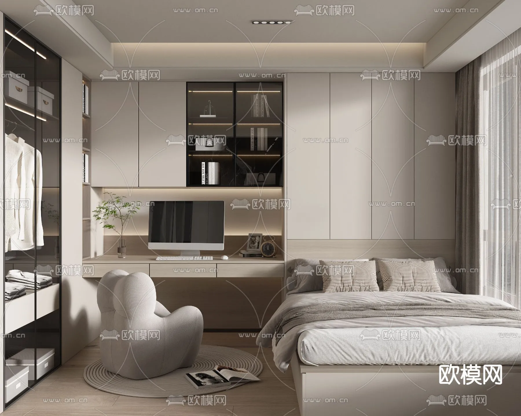 BEDROOM - MODERN STYLE - VRAY / CORONA - 3D MODEL - 2094