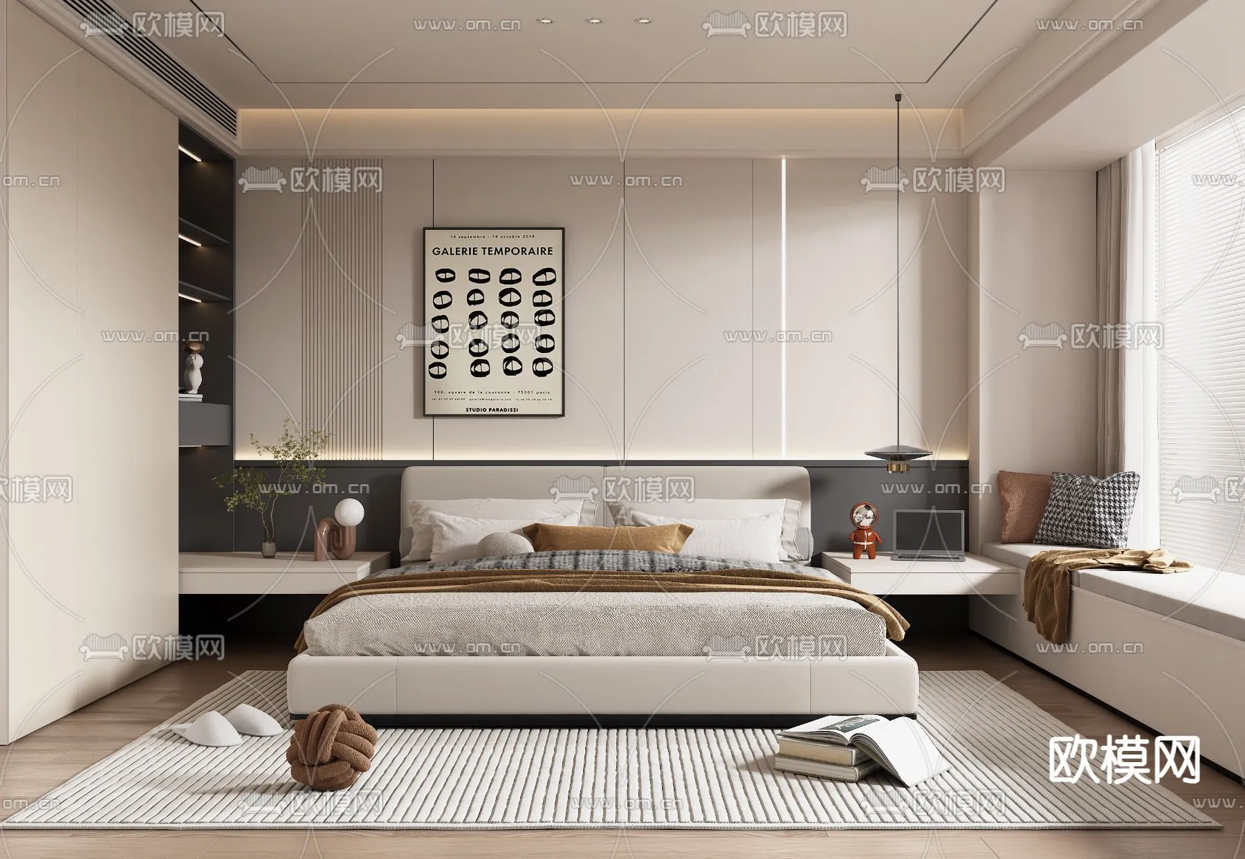 BEDROOM - MODERN STYLE - VRAY / CORONA - 3D MODEL - 2095