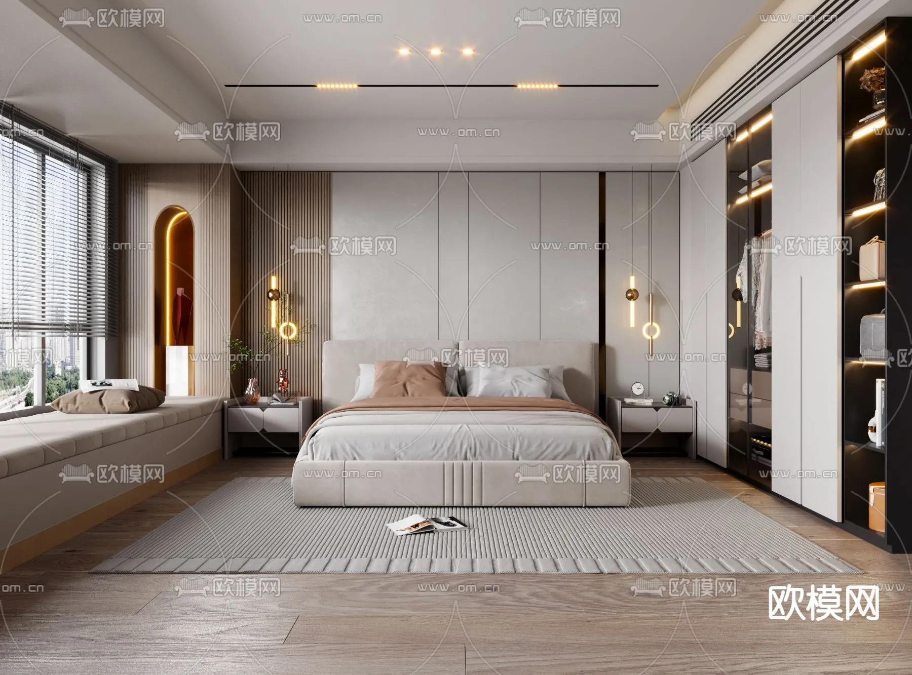 BEDROOM - MODERN STYLE - VRAY / CORONA - 3D MODEL - 2096