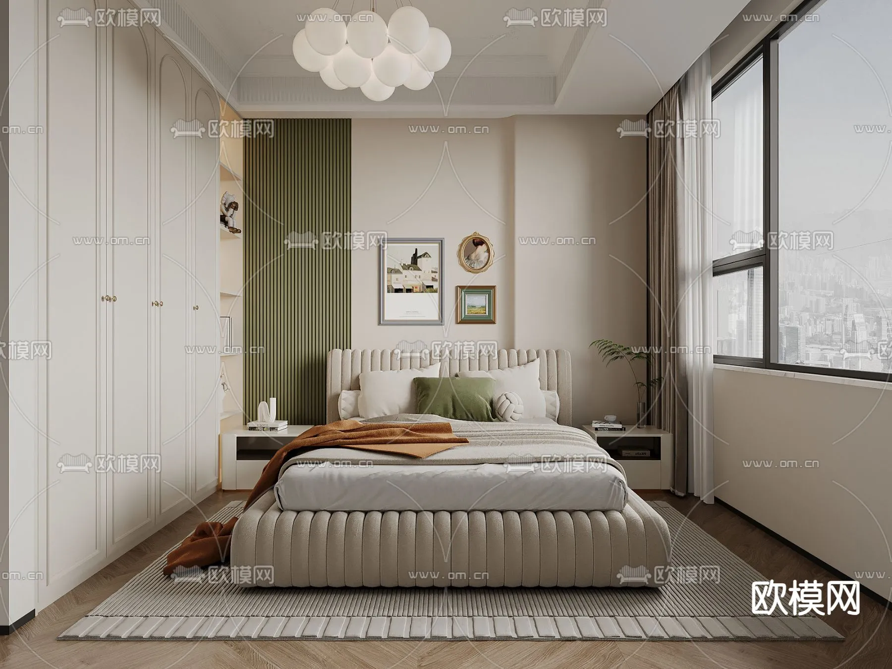 BEDROOM - MODERN STYLE - VRAY / CORONA - 3D MODEL - 2100