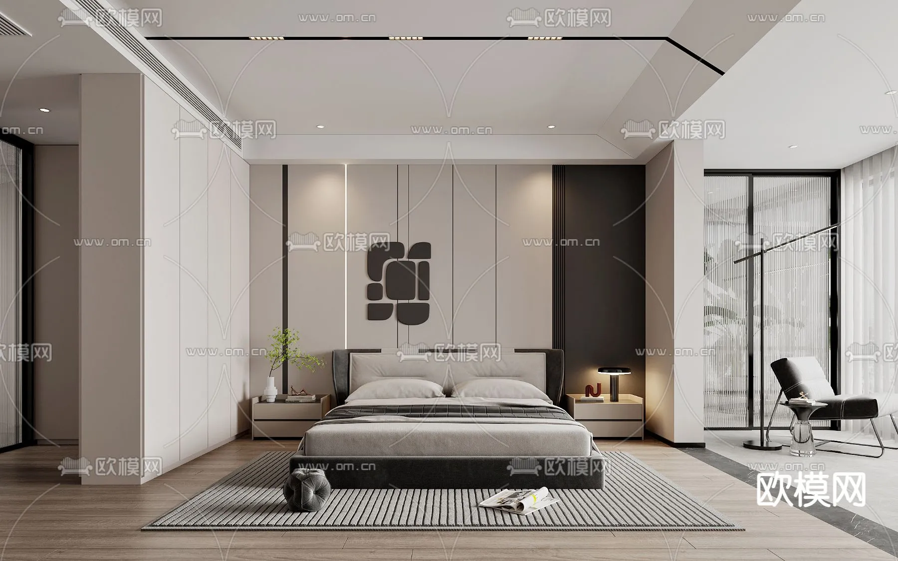 BEDROOM - MODERN STYLE - VRAY / CORONA - 3D MODEL - 2102