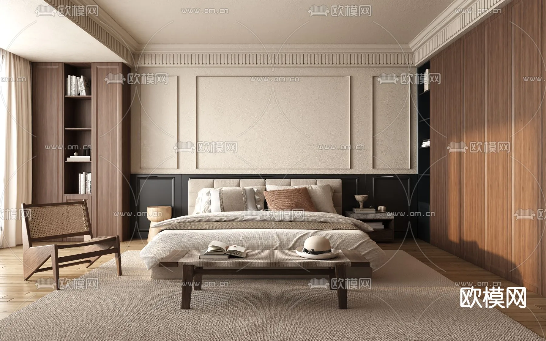 BEDROOM - MODERN STYLE - VRAY / CORONA - 3D MODEL - 2105